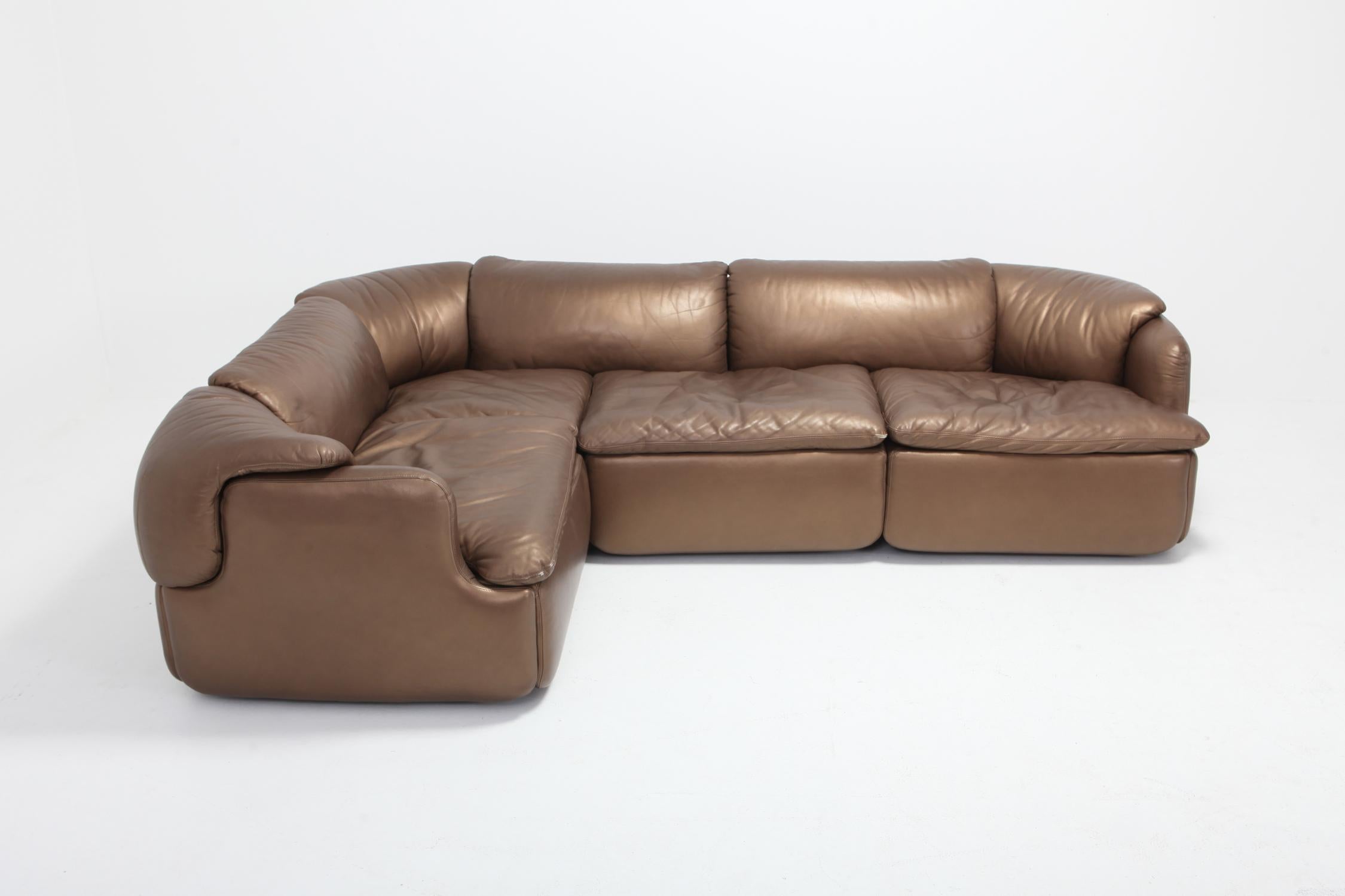 Bronze Golden Leather Saporiti  Sectional Sofa 'Confidential' 10