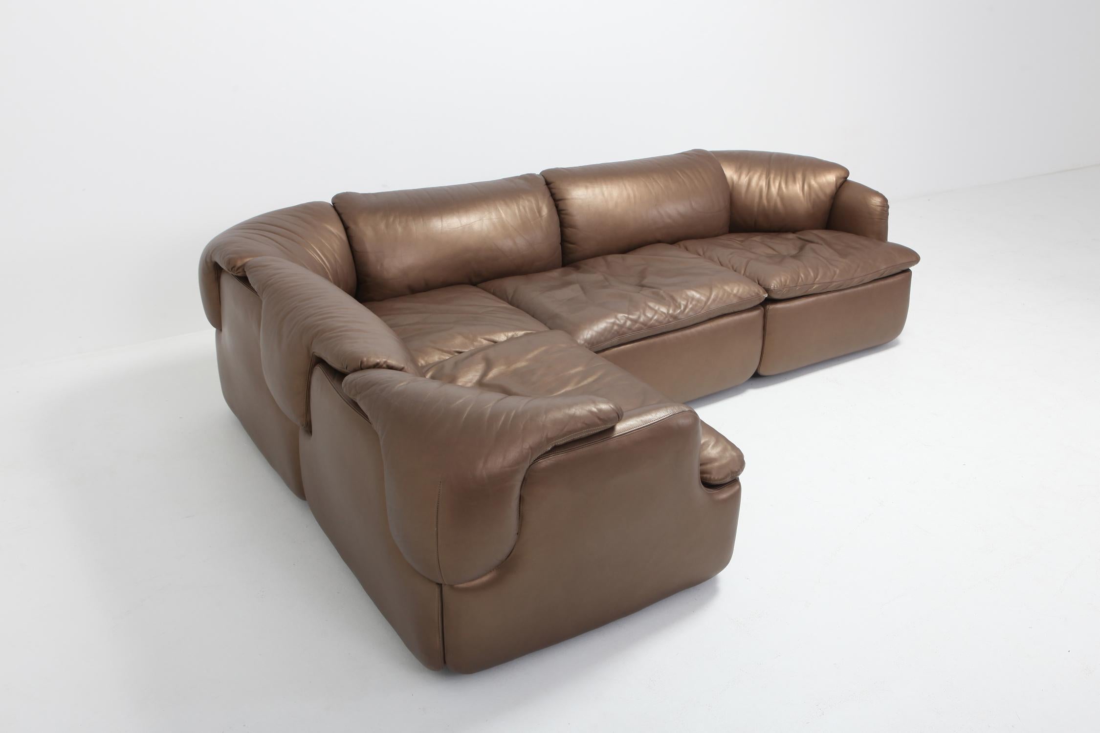Bronze Golden Leather Saporiti  Sectional Sofa 'Confidential' 12