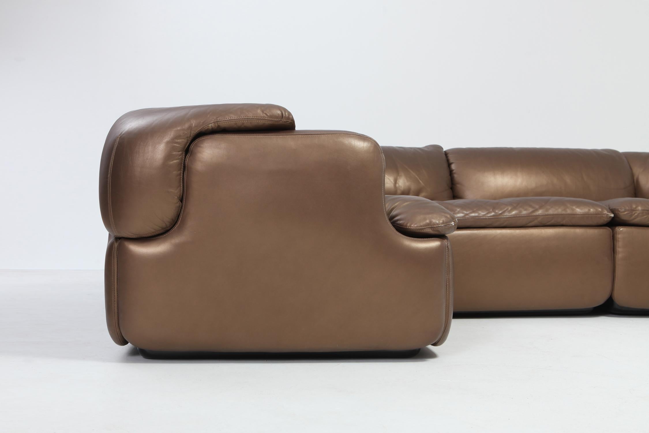 Italian Bronze Golden Leather Saporiti Sectional Sofa 'Confidential'