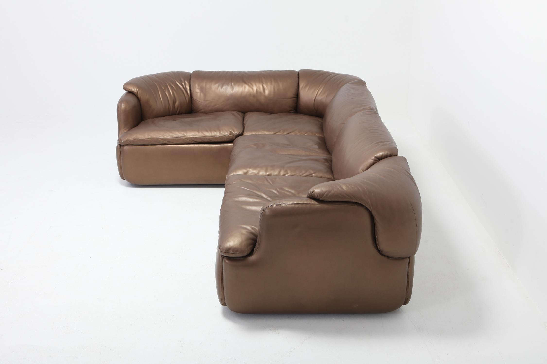 Bronze Golden Leather Saporiti Sectional Sofa 'Confidential' In Good Condition In Antwerp, BE