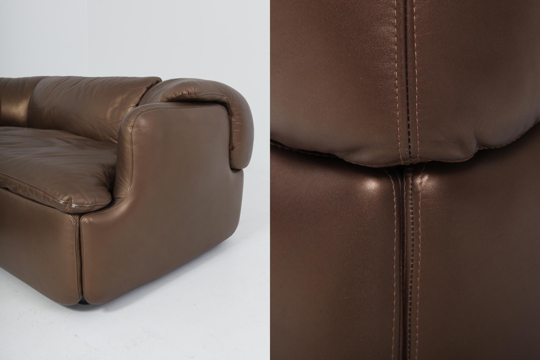 20th Century Bronze Golden Leather Saporiti Sectional Sofa 'Confidential'