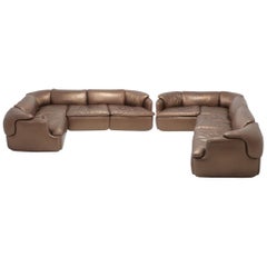 Bronze Golden Leather Saporiti  Sectional Sofa 'Confidential'