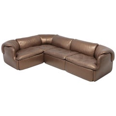 Bronze Golden Leather Saporiti Sectional Sofa 'Confidential'