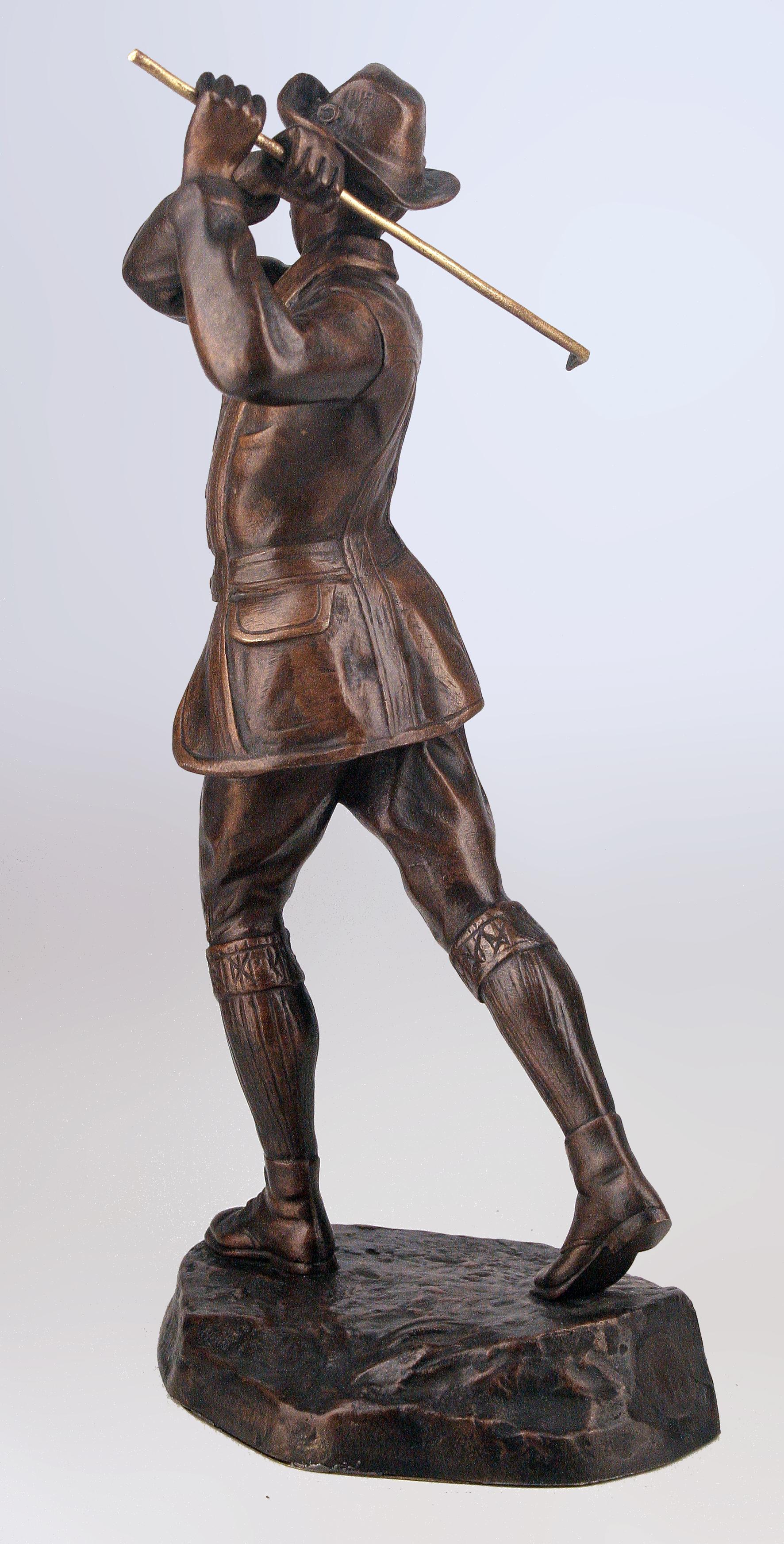 Art Nouveau Bronze golfer sculpture For Sale