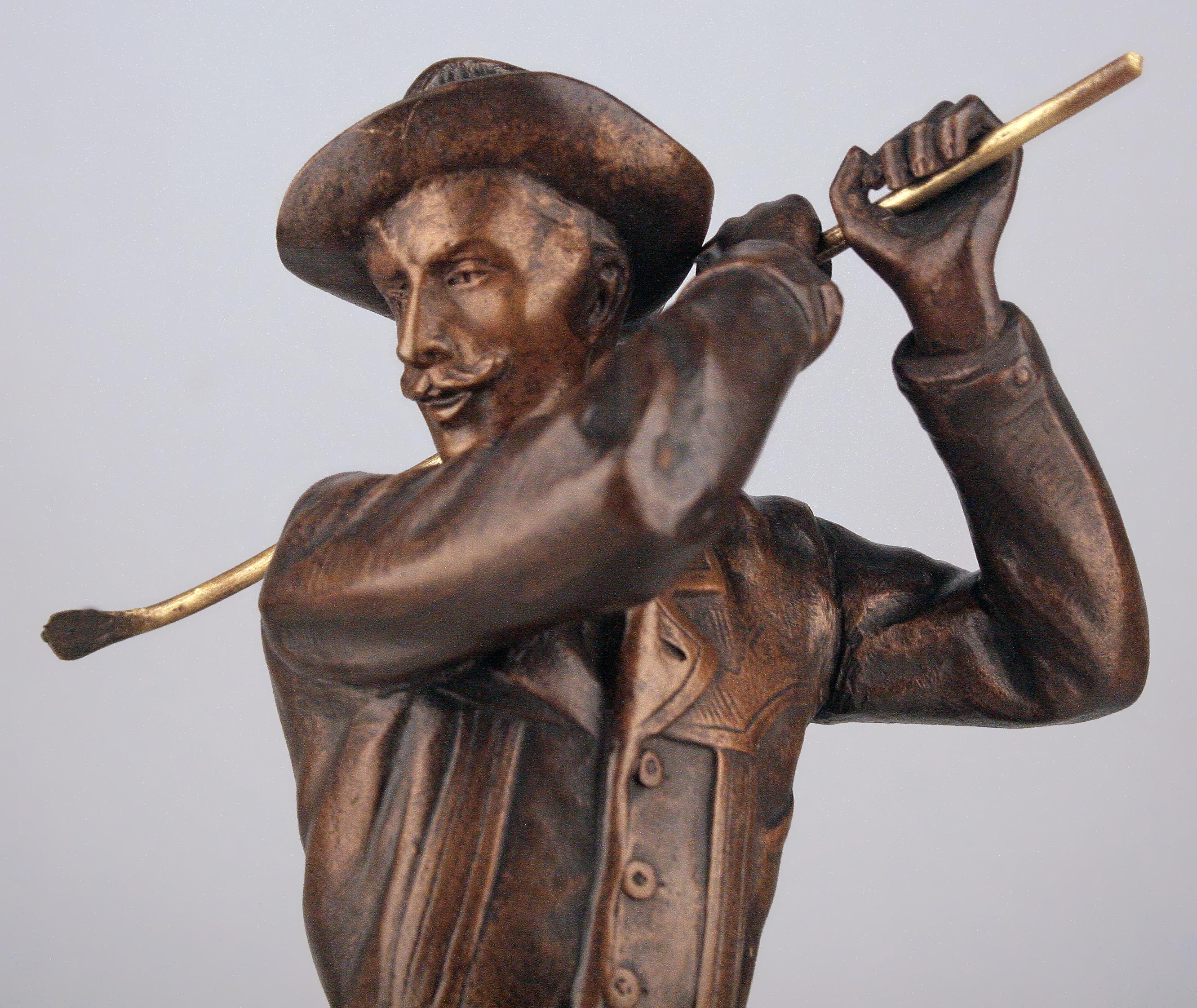 Art nouveau Sculpture de golfeur en bronze en vente