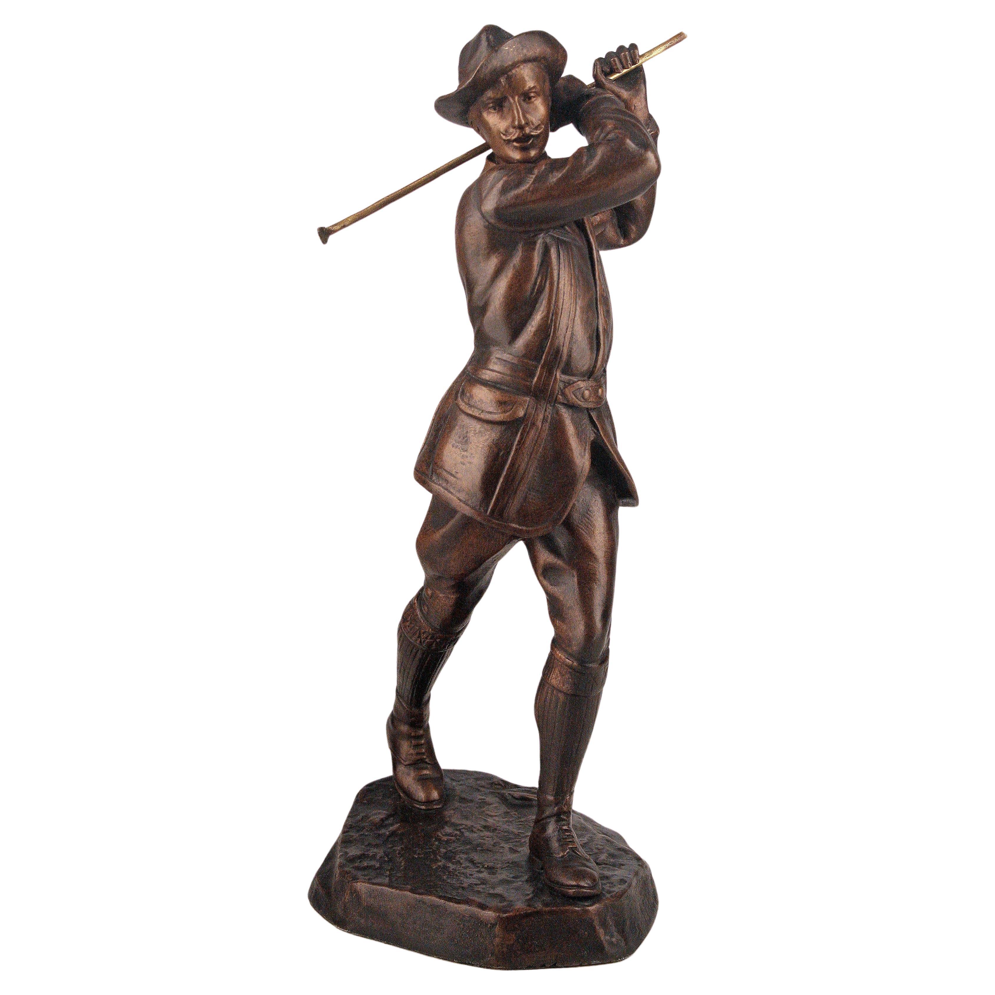 Sculpture de golfeur en bronze en vente