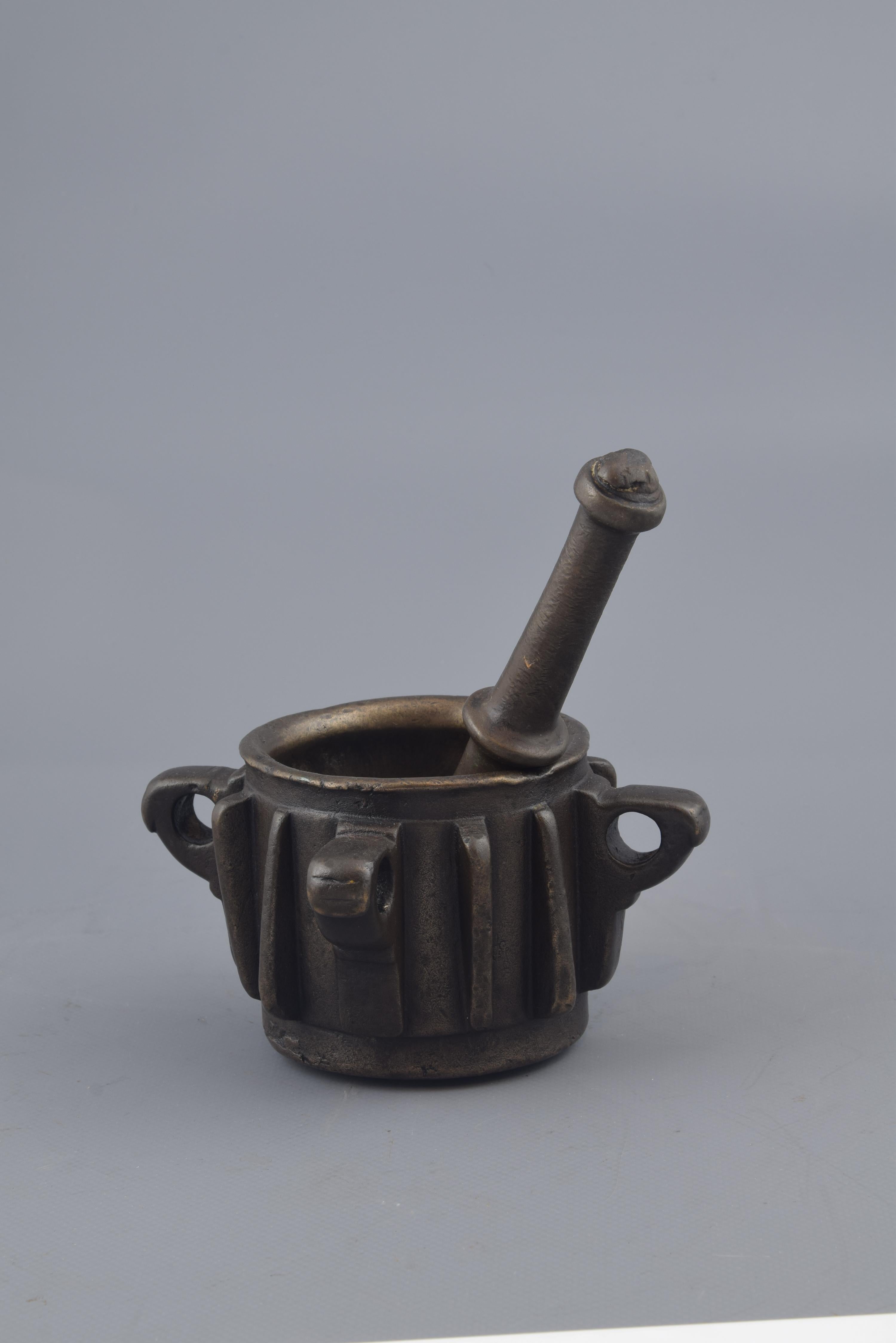 European Bronze Gothic Mortar 'with Pestle', 14th-15th Century