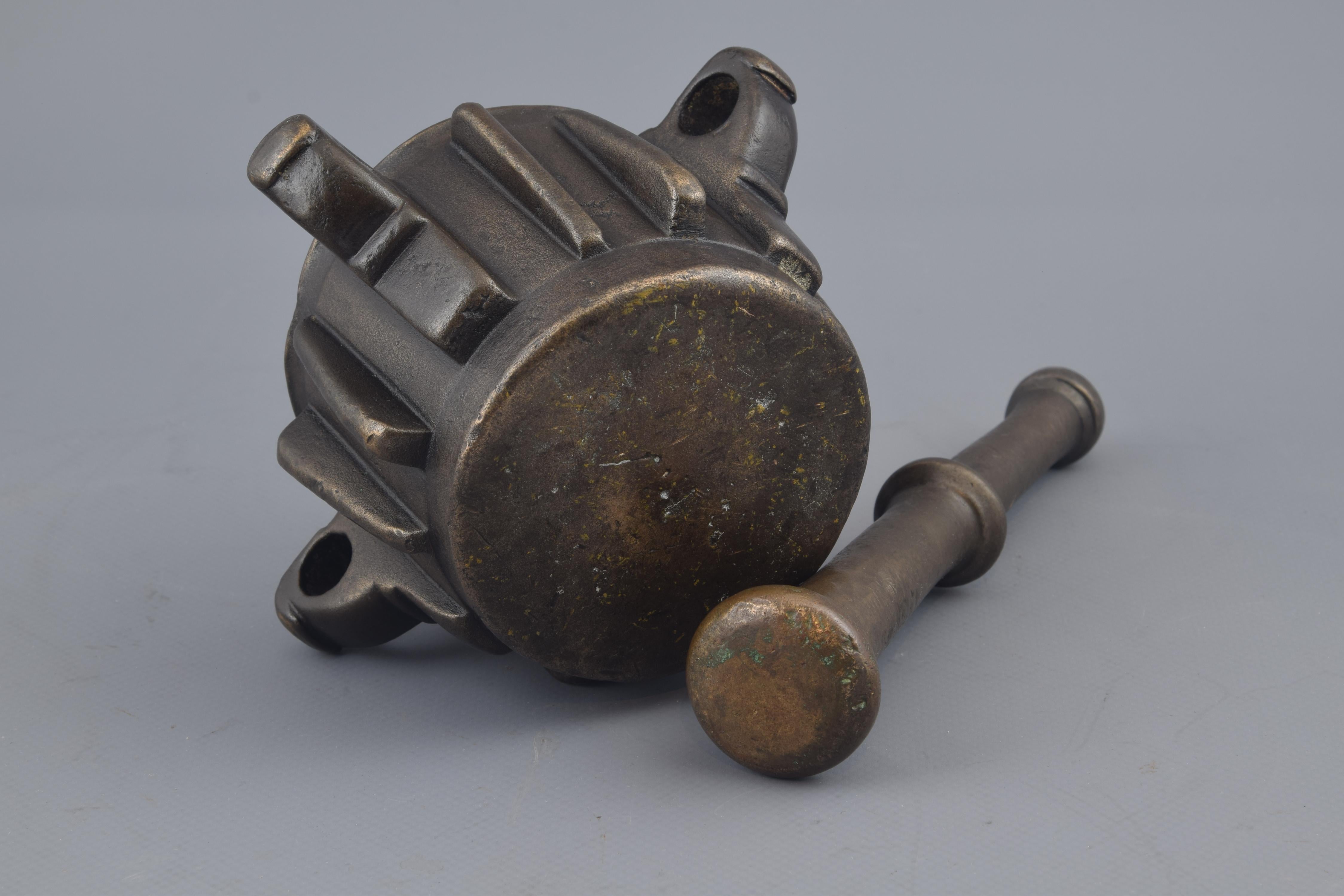 18th Century and Earlier Bronze Gothic Mortar 'with Pestle', 14th-15th Century