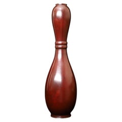 Bronzene Vase in Kürbisform (Hyotan-gata), Nakajima Yasumi II, gesprenkeltes Zinnoberrot-Pa