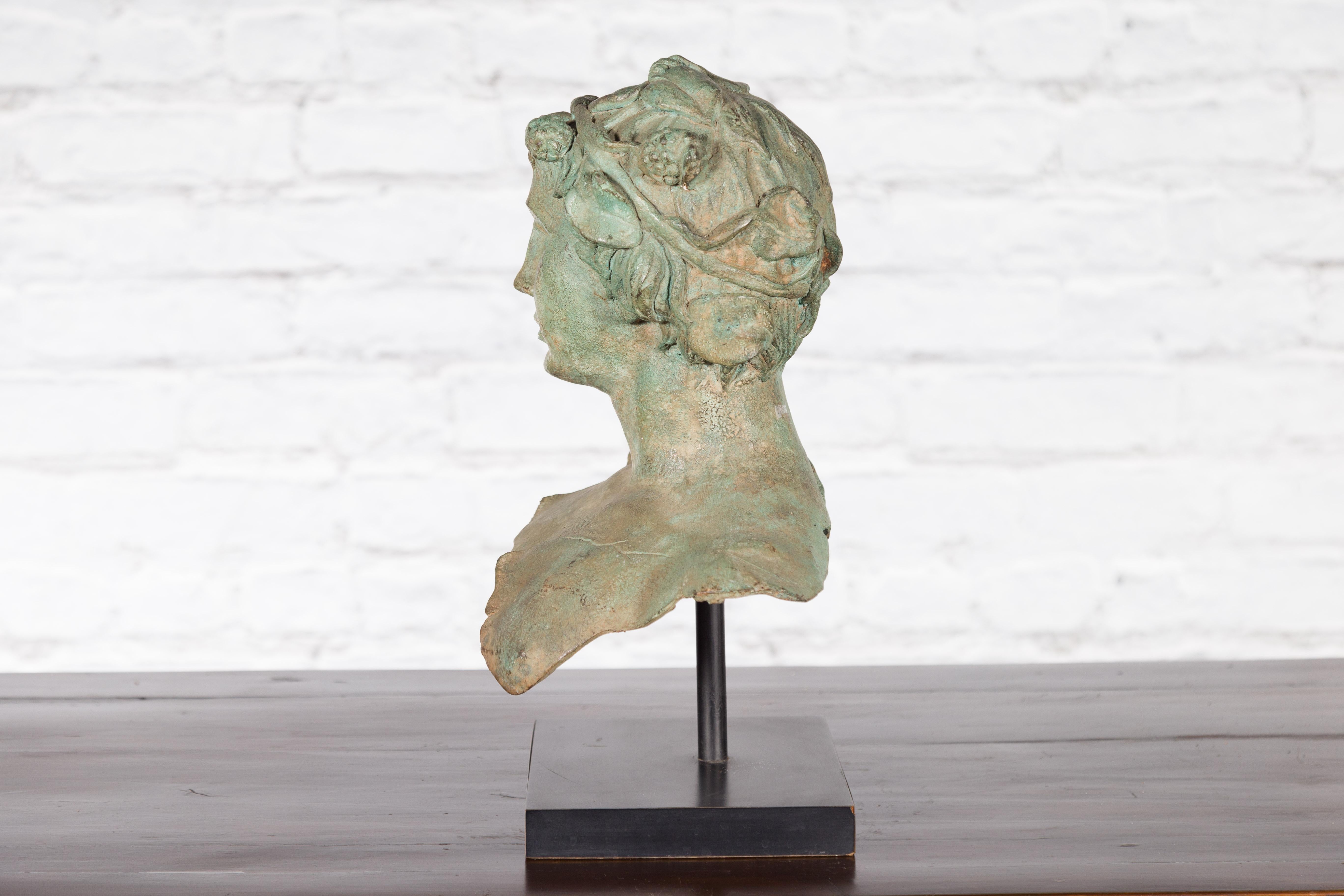 Bronze Greco-Roman Inspired Bust of a Young Man on Custom Stand 5