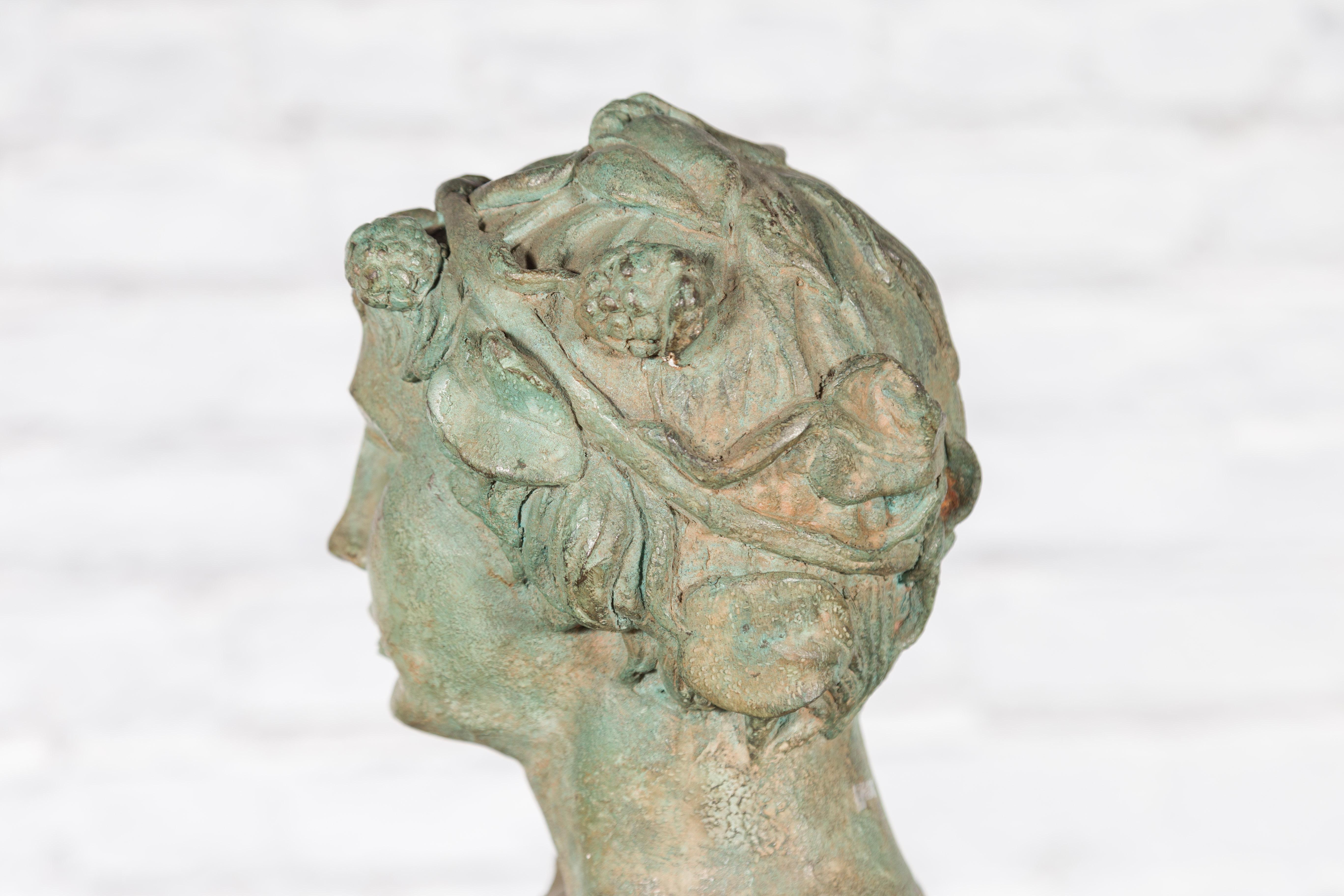 Bronze Greco-Roman Inspired Bust of a Young Man on Custom Stand 6