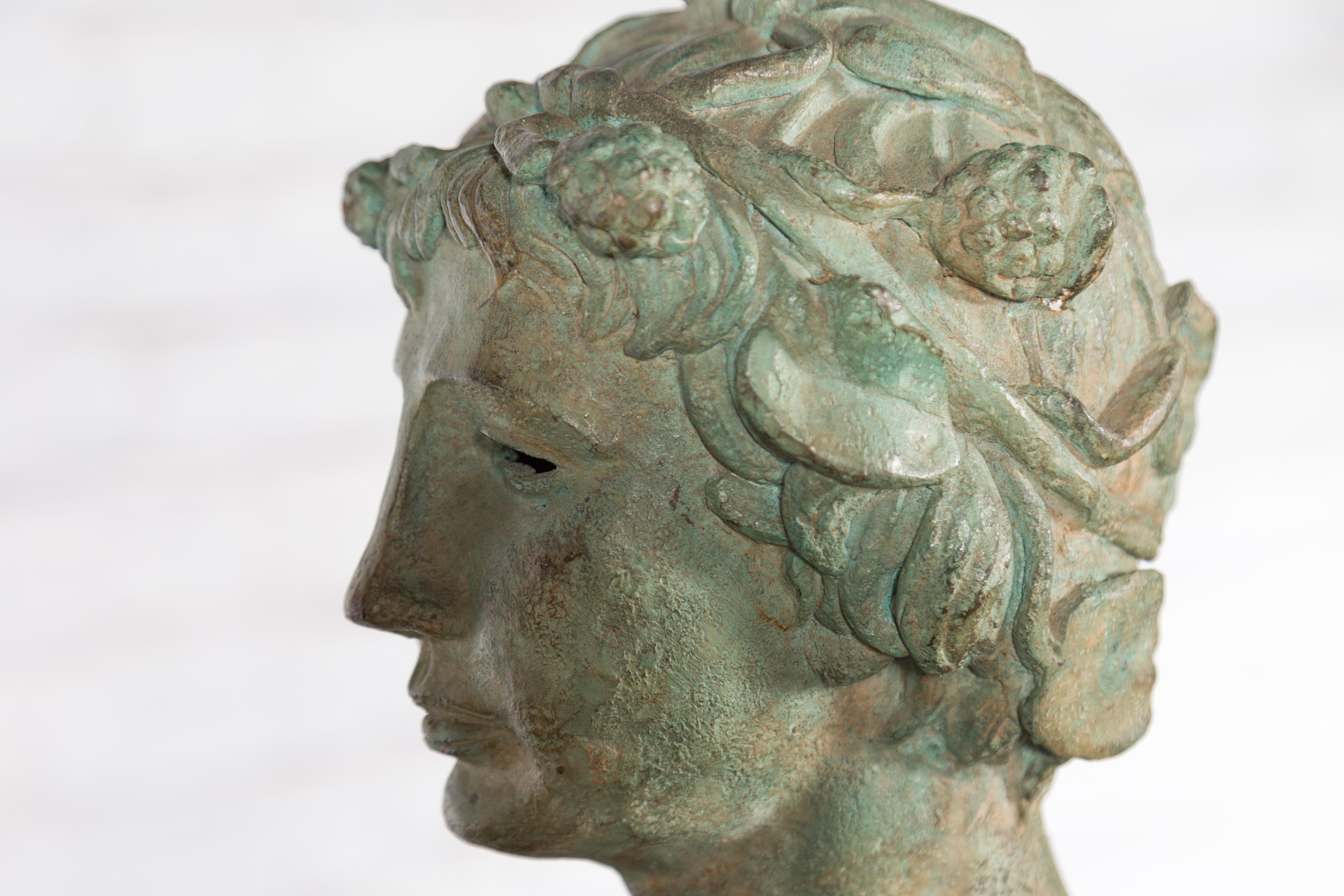 Bronze Greco-Roman Inspired Bust of a Young Man on Custom Stand 7
