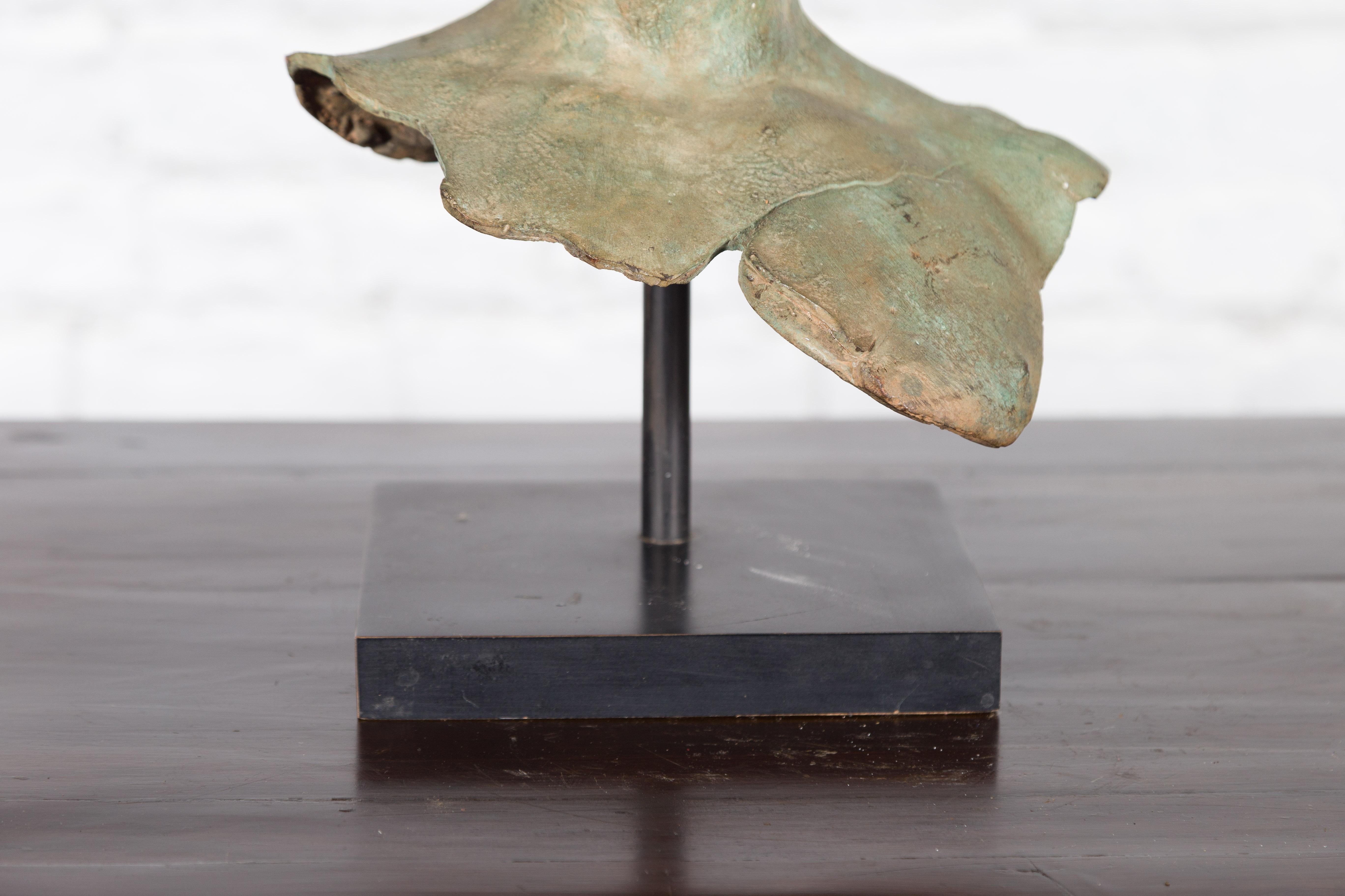 Patinated Bronze Greco-Roman Inspired Bust of a Young Man on Custom Stand