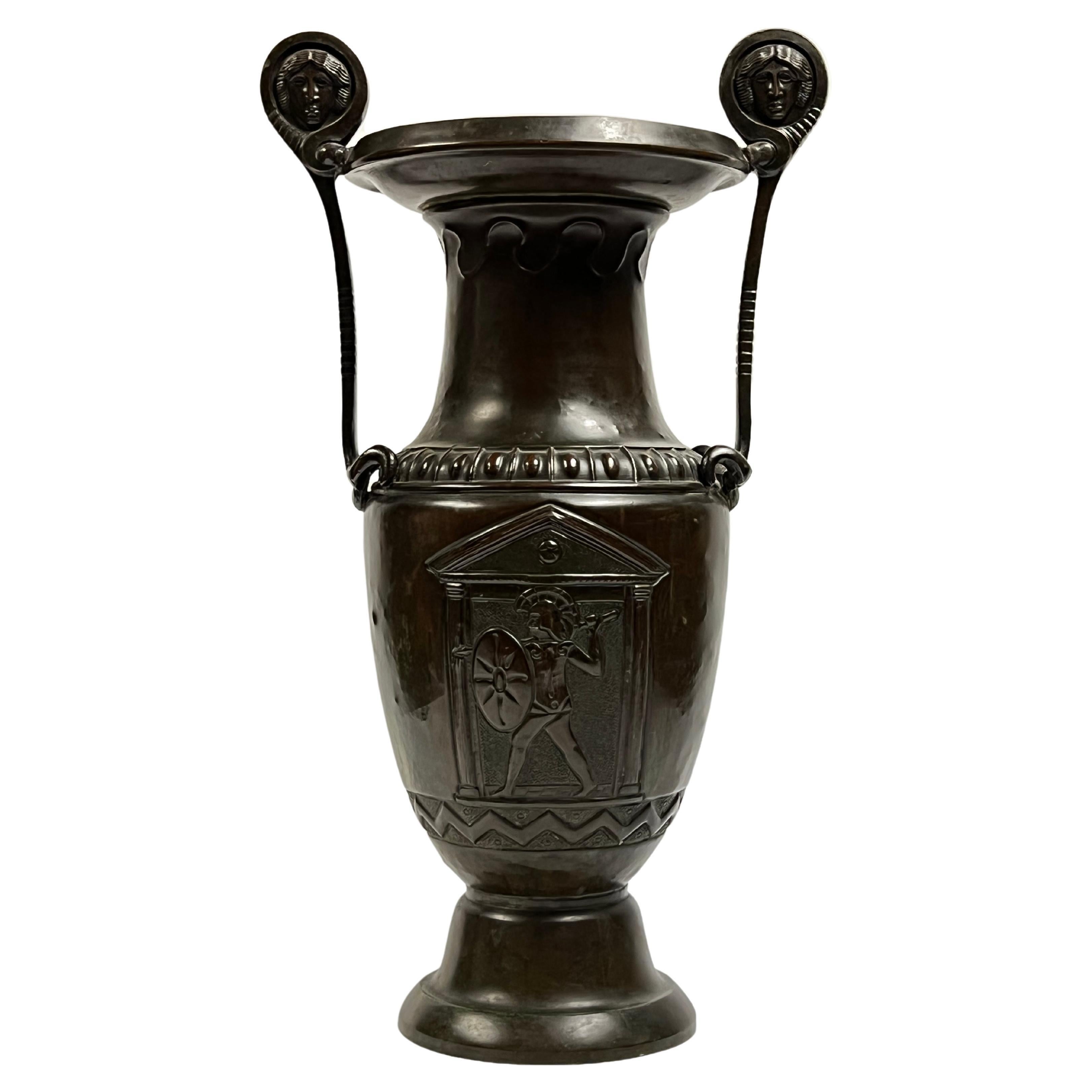 French Bronze Greek Volute Krater Vase For Sale