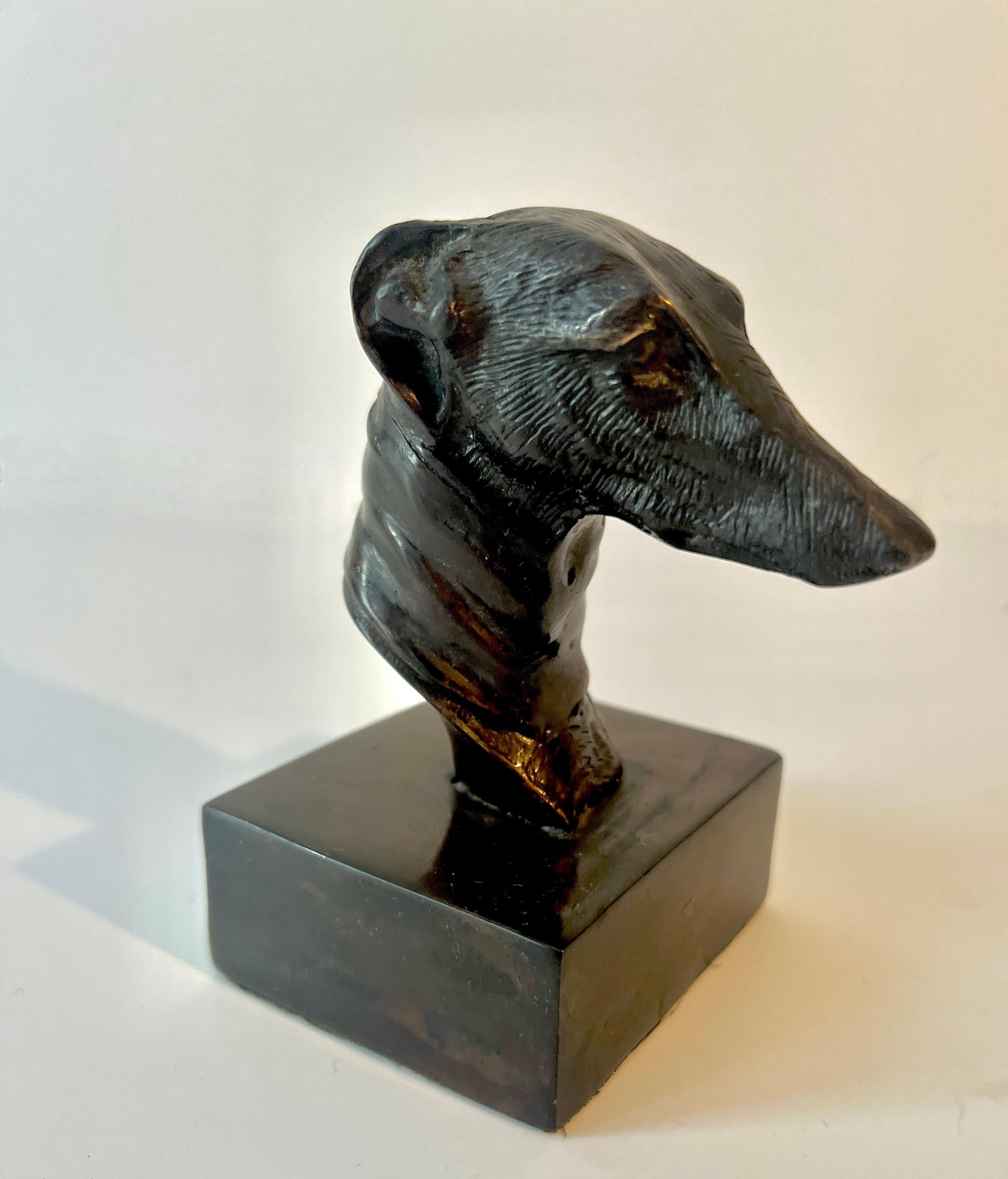 Patinated Bronze Greyhound Bookend or Paperweight