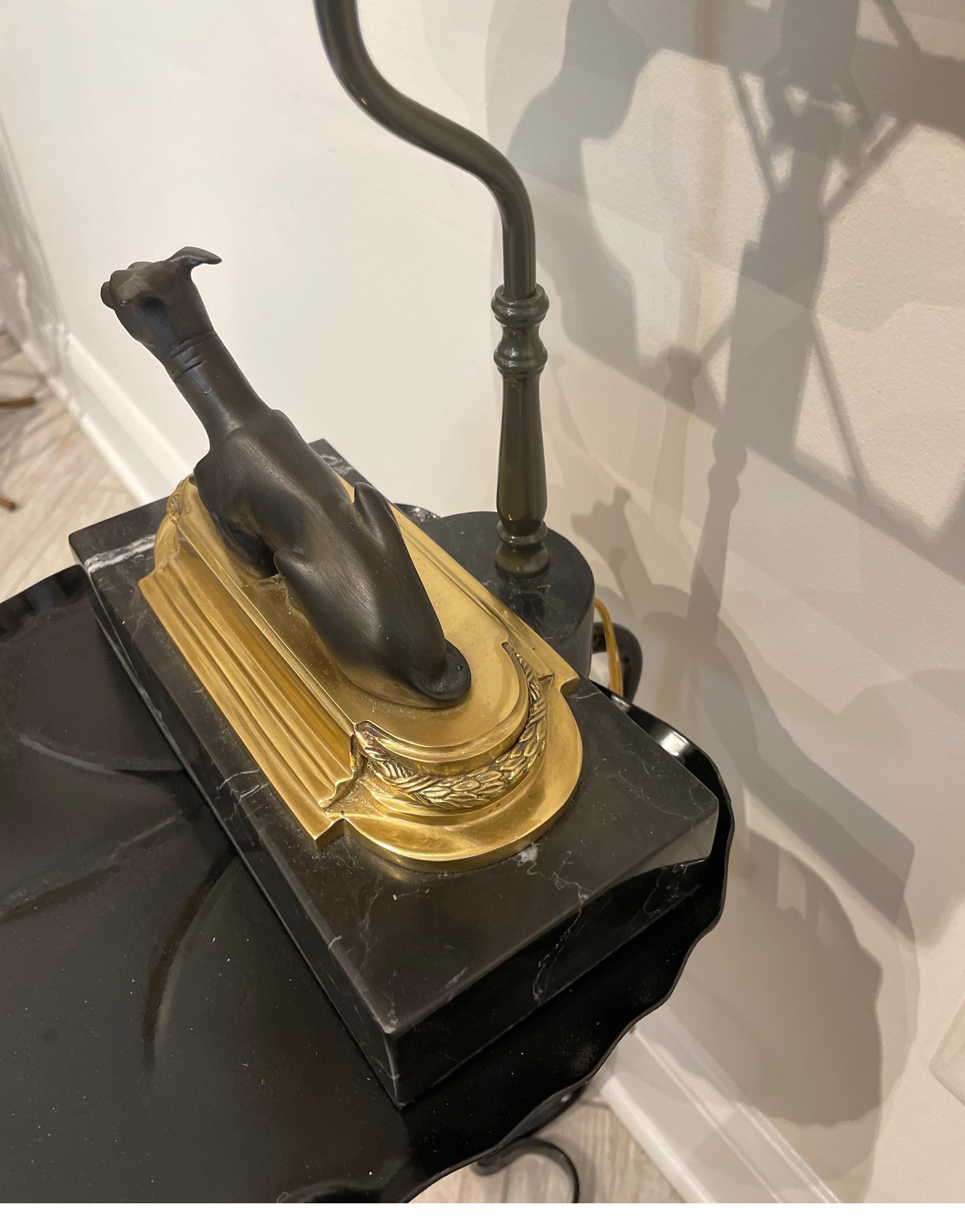 Neoclassical Bronze Greyhound Desk Lamp