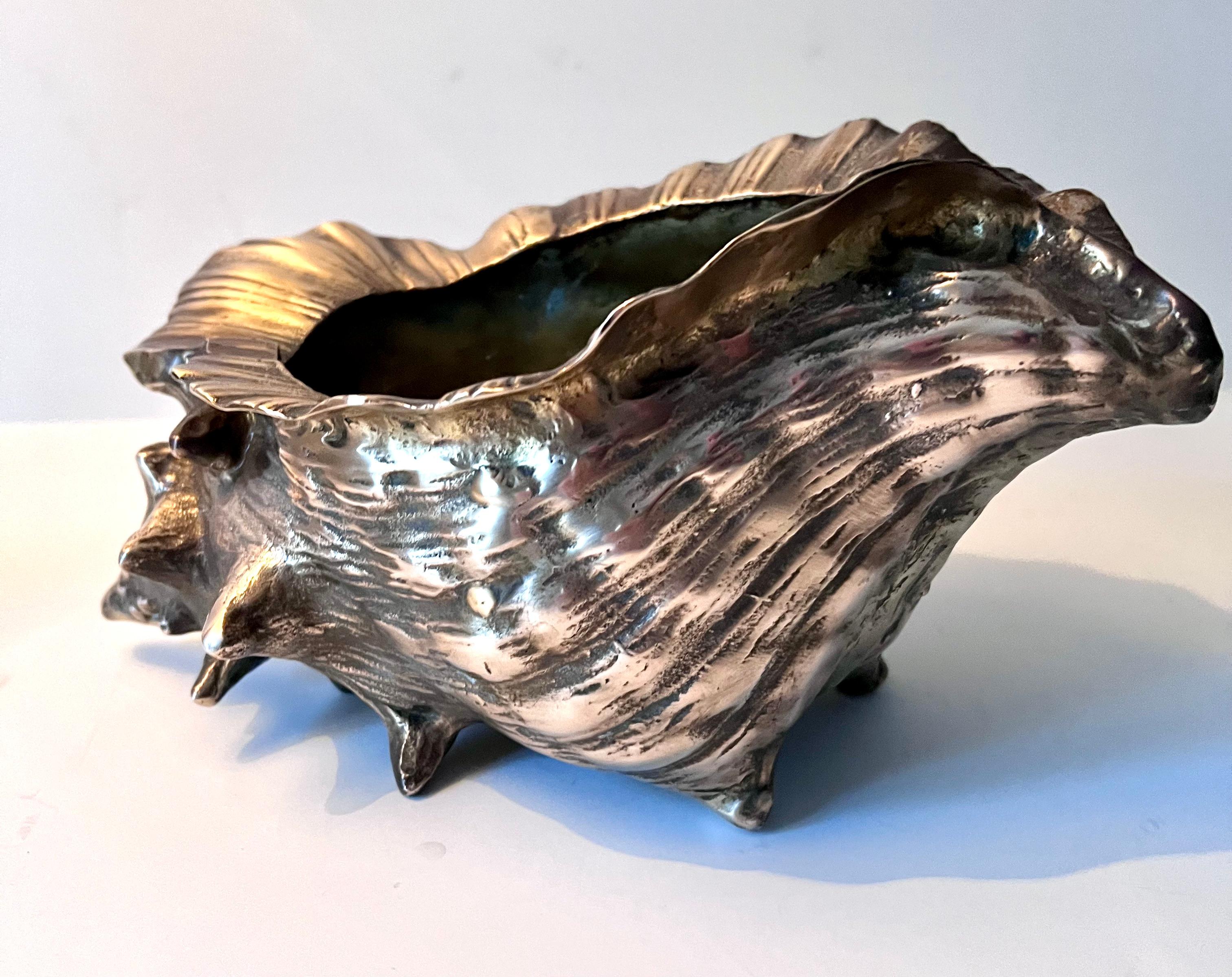 Mid-Century Modern Bronze Grotto Conch Shell Planter or Jardiniere