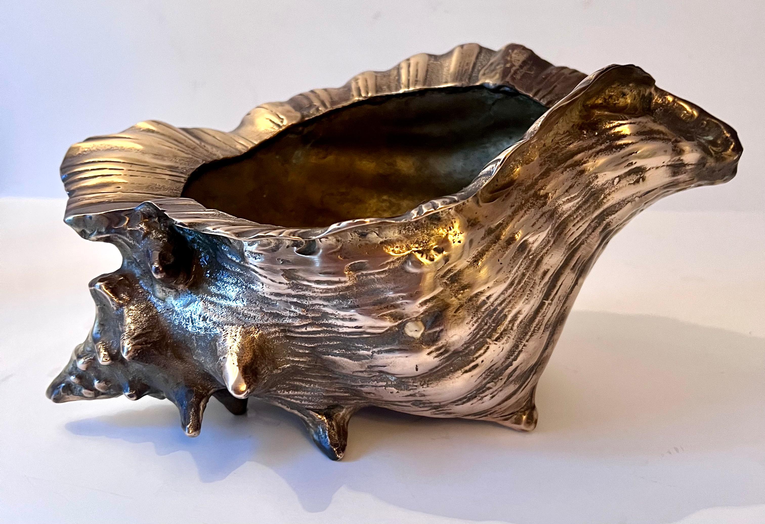 20th Century Bronze Grotto Conch Shell Planter or Jardiniere