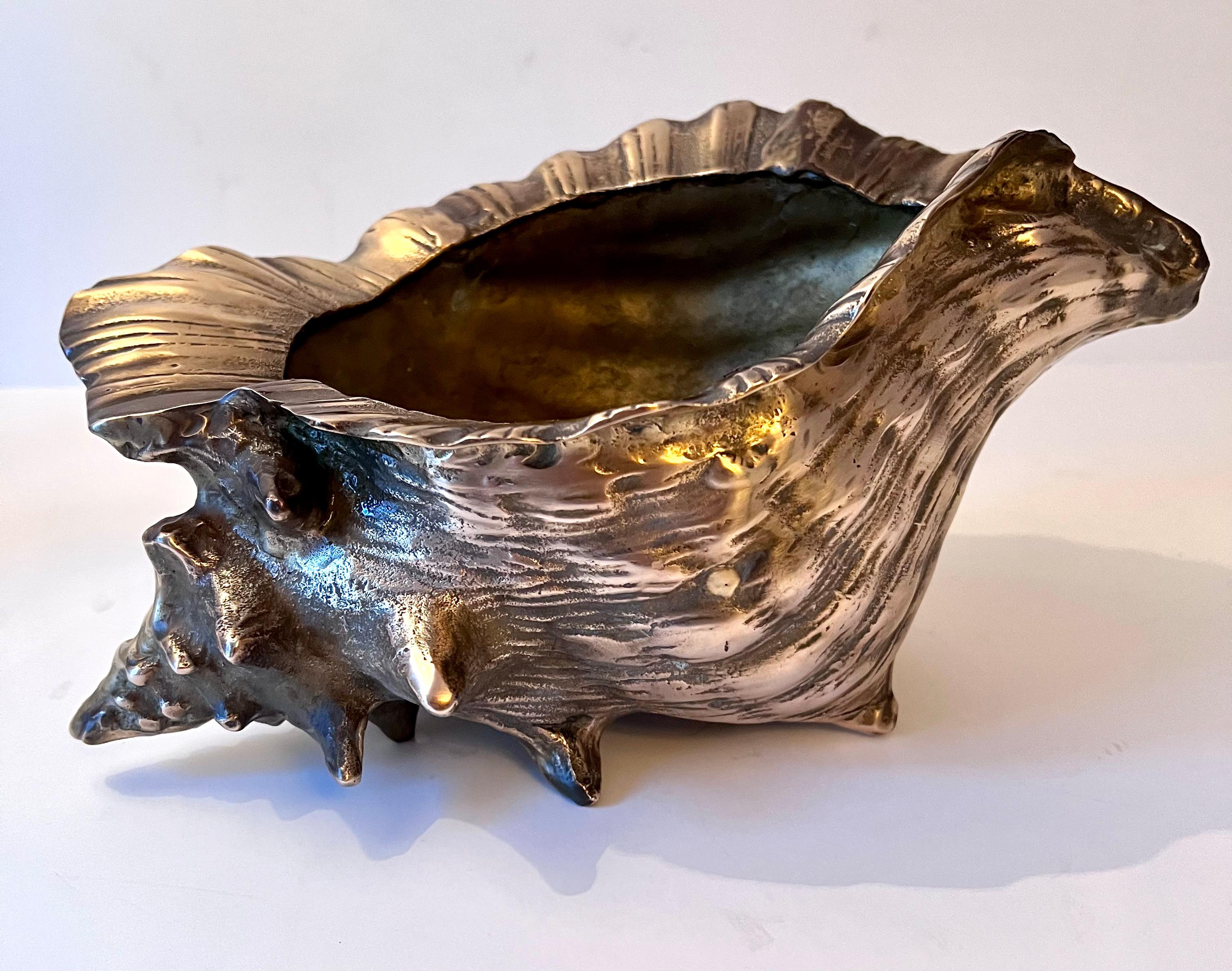 Bronze Grotto Conch Shell Planter or Jardiniere 1