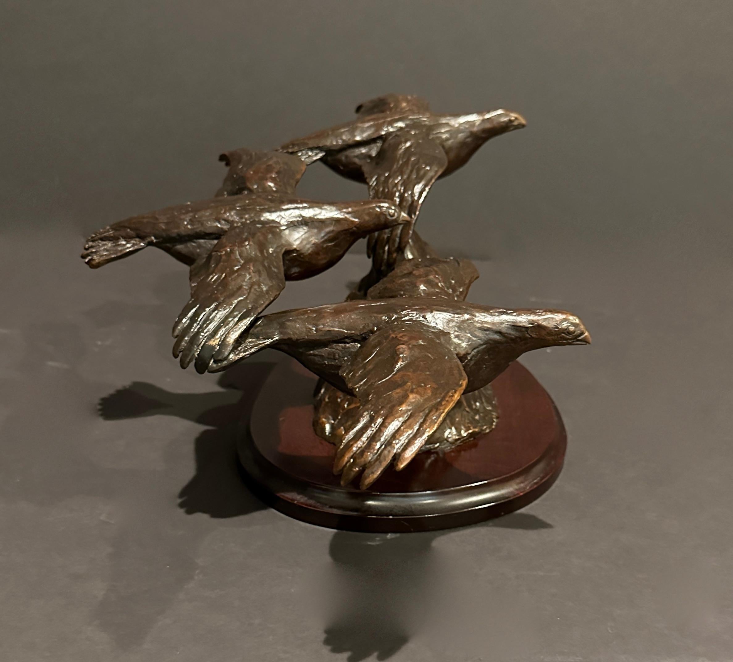 Américain Groupe d'oiseaux en vol en bronze de Jane Barnes en vente