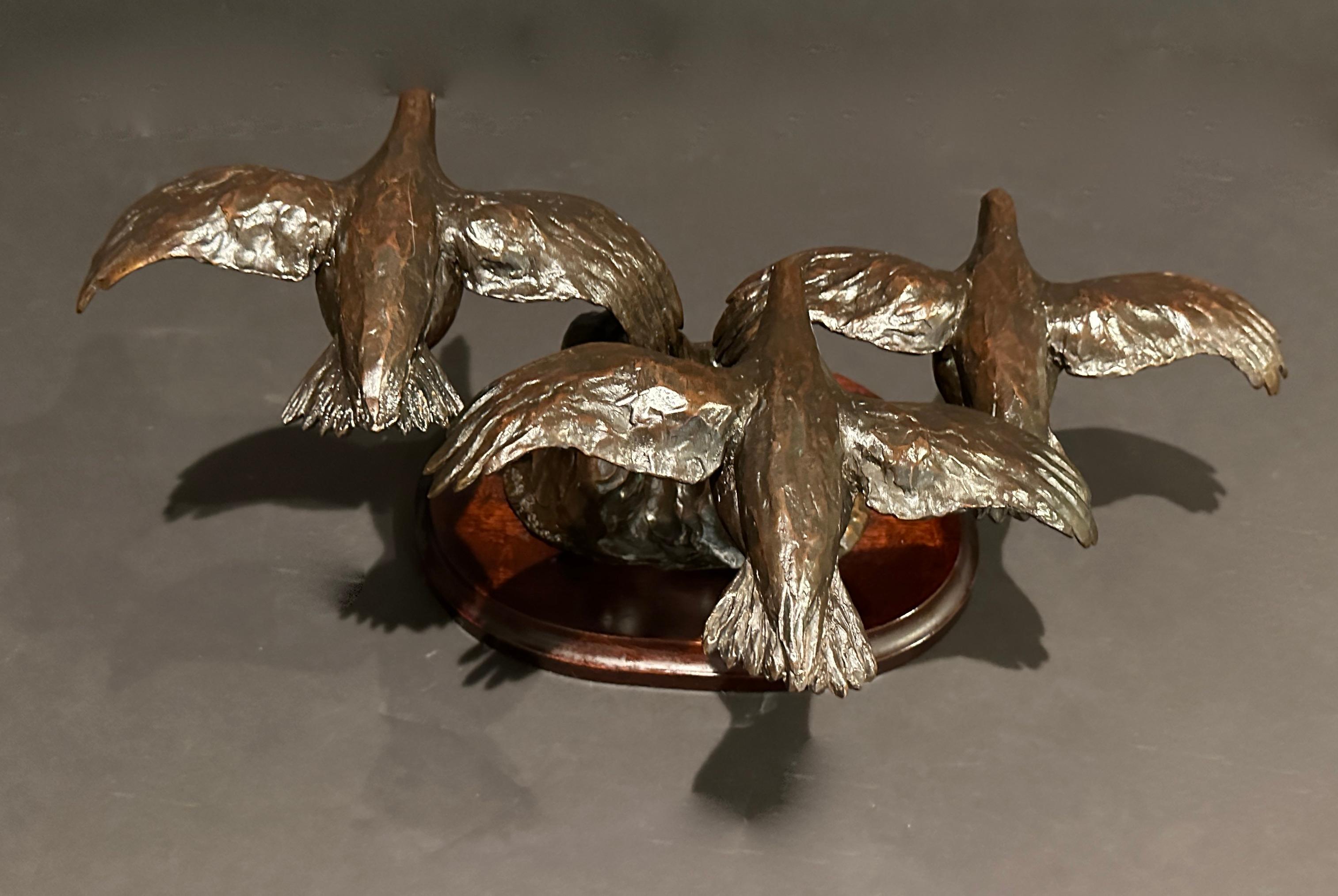 Bronze Group Birds In Flight By Jane Barnes In Good Condition For Sale In Norwood, NJ