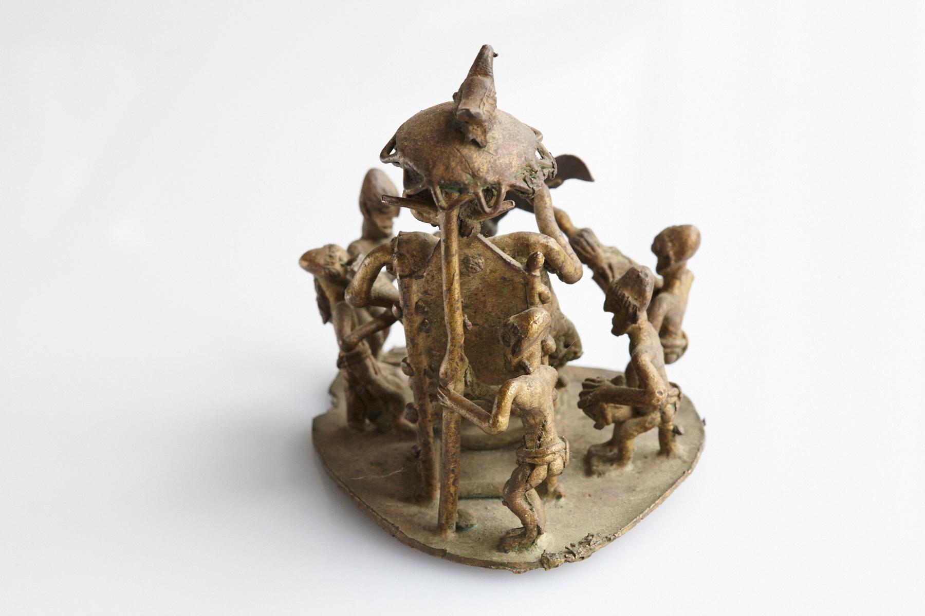 Bronze Group, Chief with Servants, Asante People, Ghana, 1950s For Sale 2