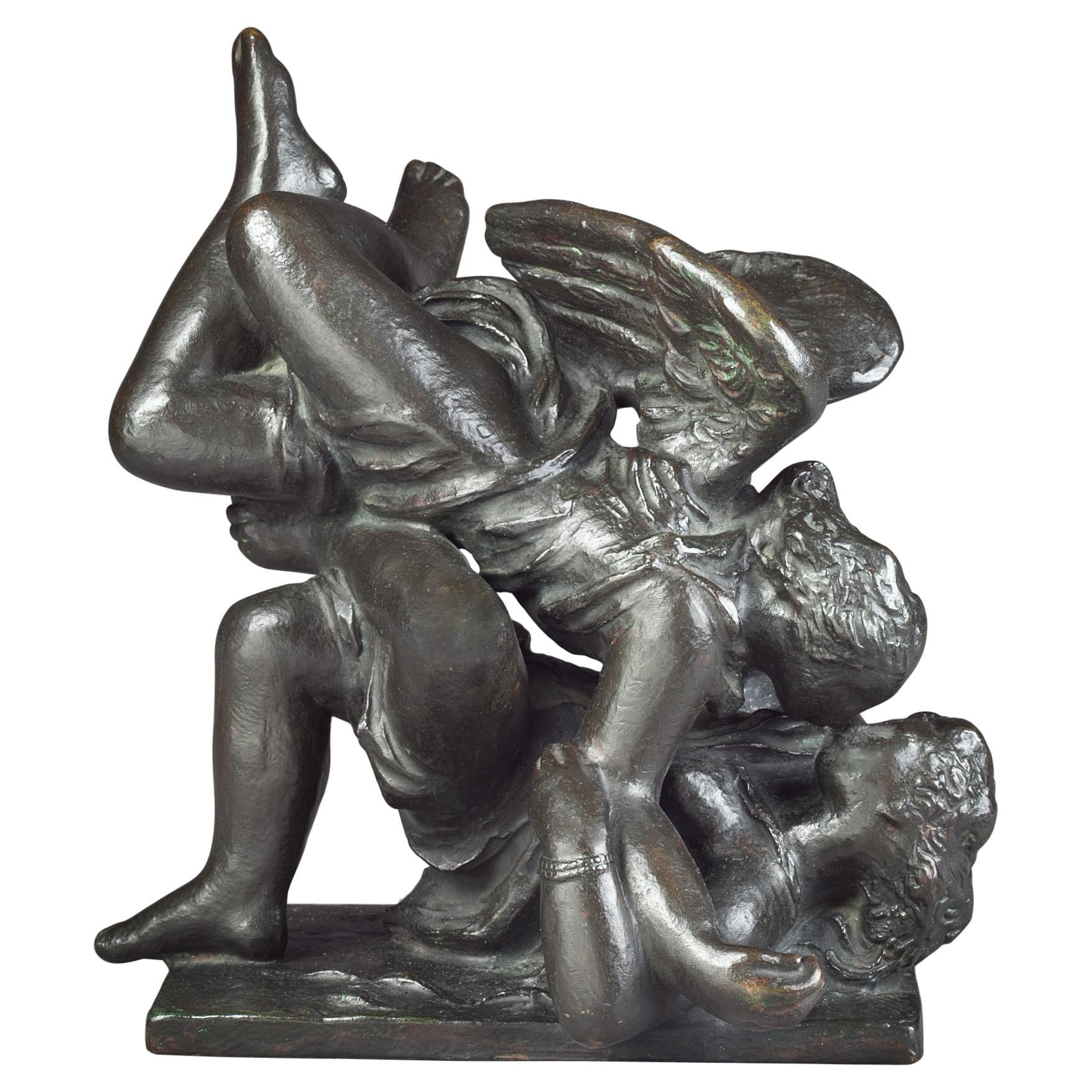 Bronze Group Cupid and Psyche by Gerhardt Henning 'Swedish 1880-1967' For Sale