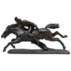 Bronze Group, Male Warrior on Horse, Signed and Dated 1911