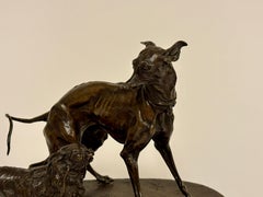 Bronze Group of a Whippet and Pekingese Dogs, circa 1880