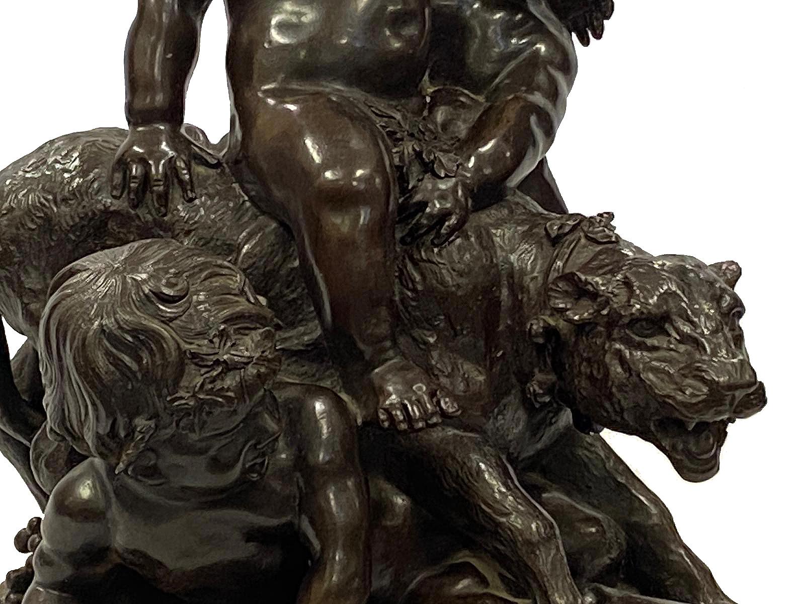 Neoclassical Bronze Group of Children Playing with a Lioness, by Victor Paillard For Sale