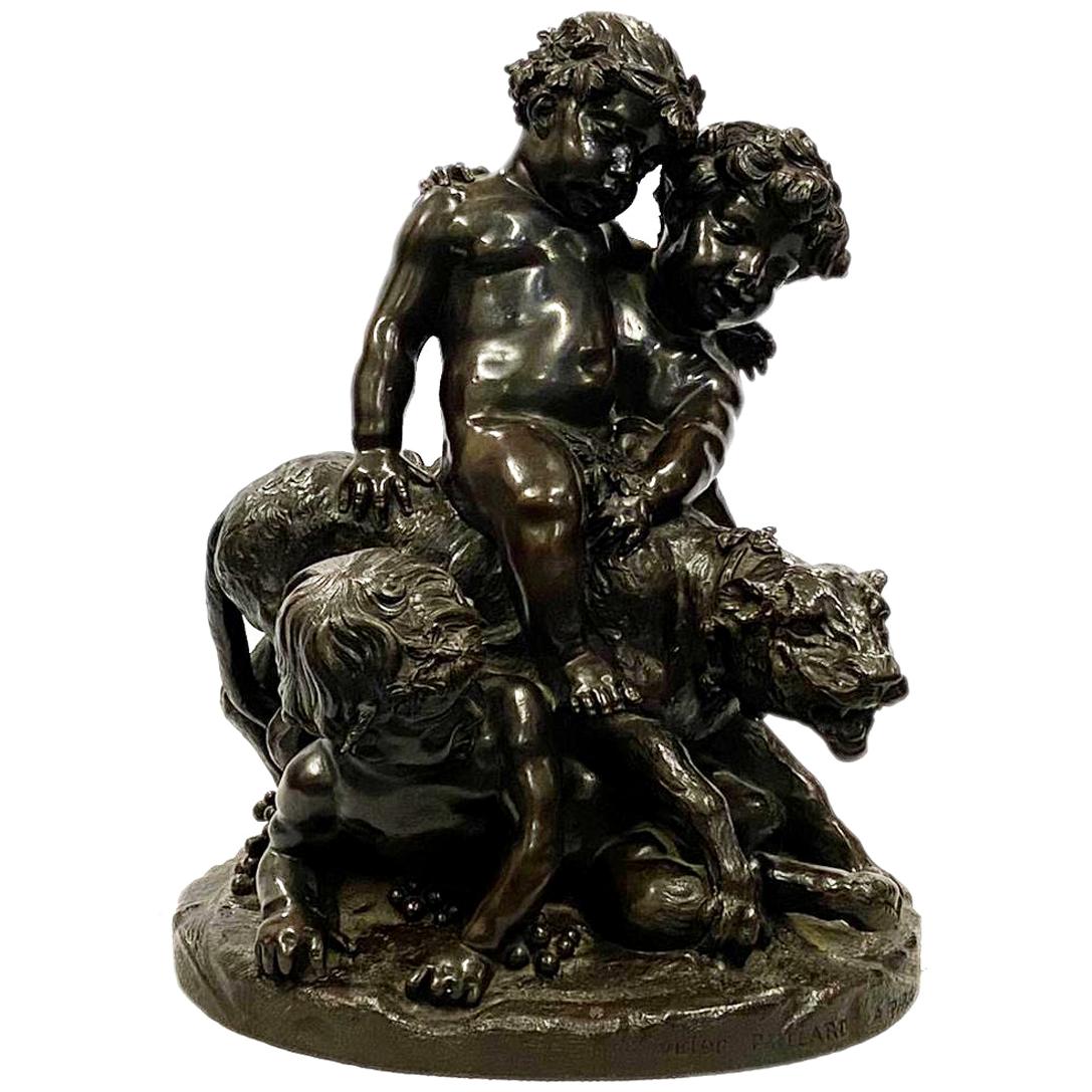 Bronze Group of Children Playing with a Lioness, by Victor Paillard For Sale