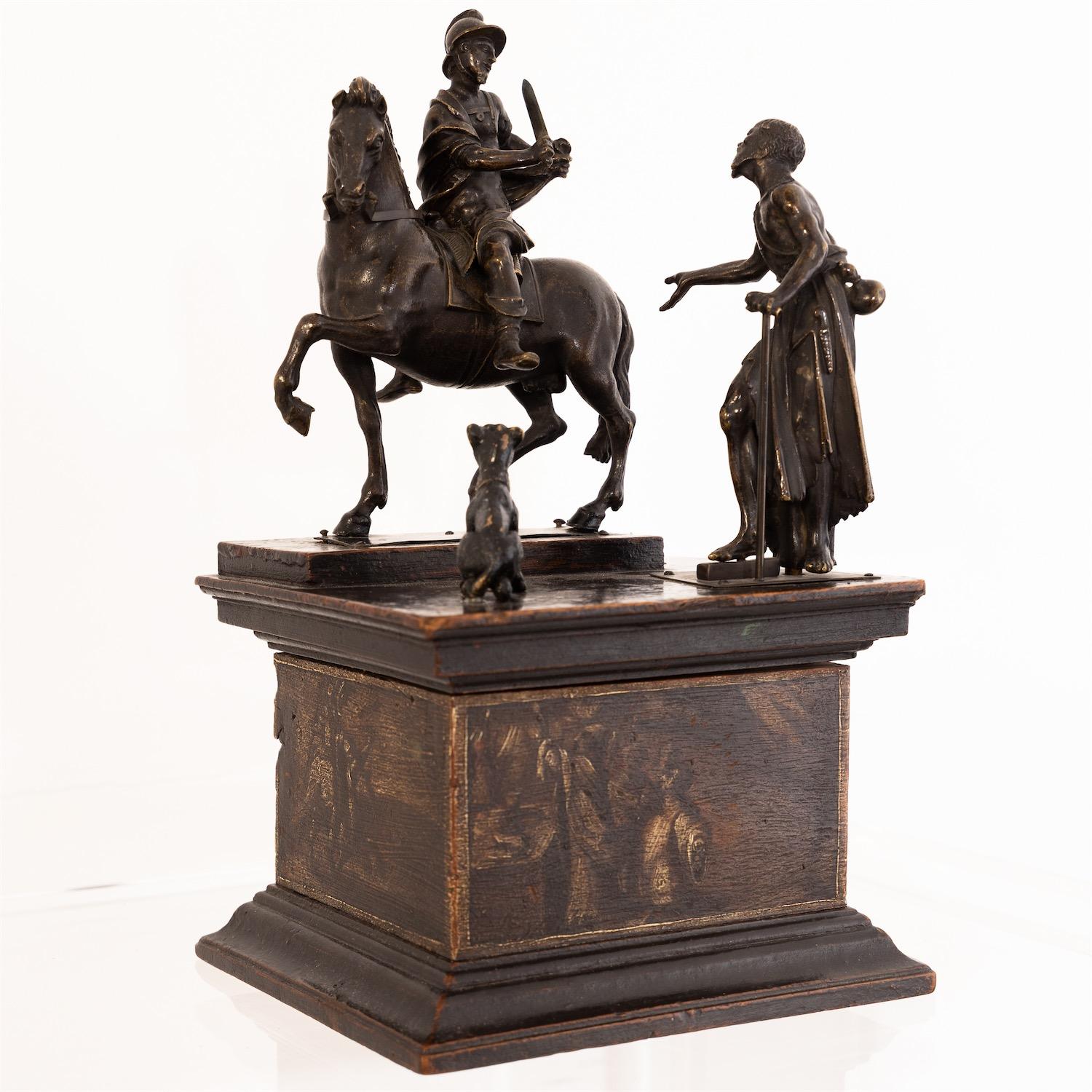 Italian Bronze Group of St. Martin with Beggar and Dog, Northern Italy, 17th Century