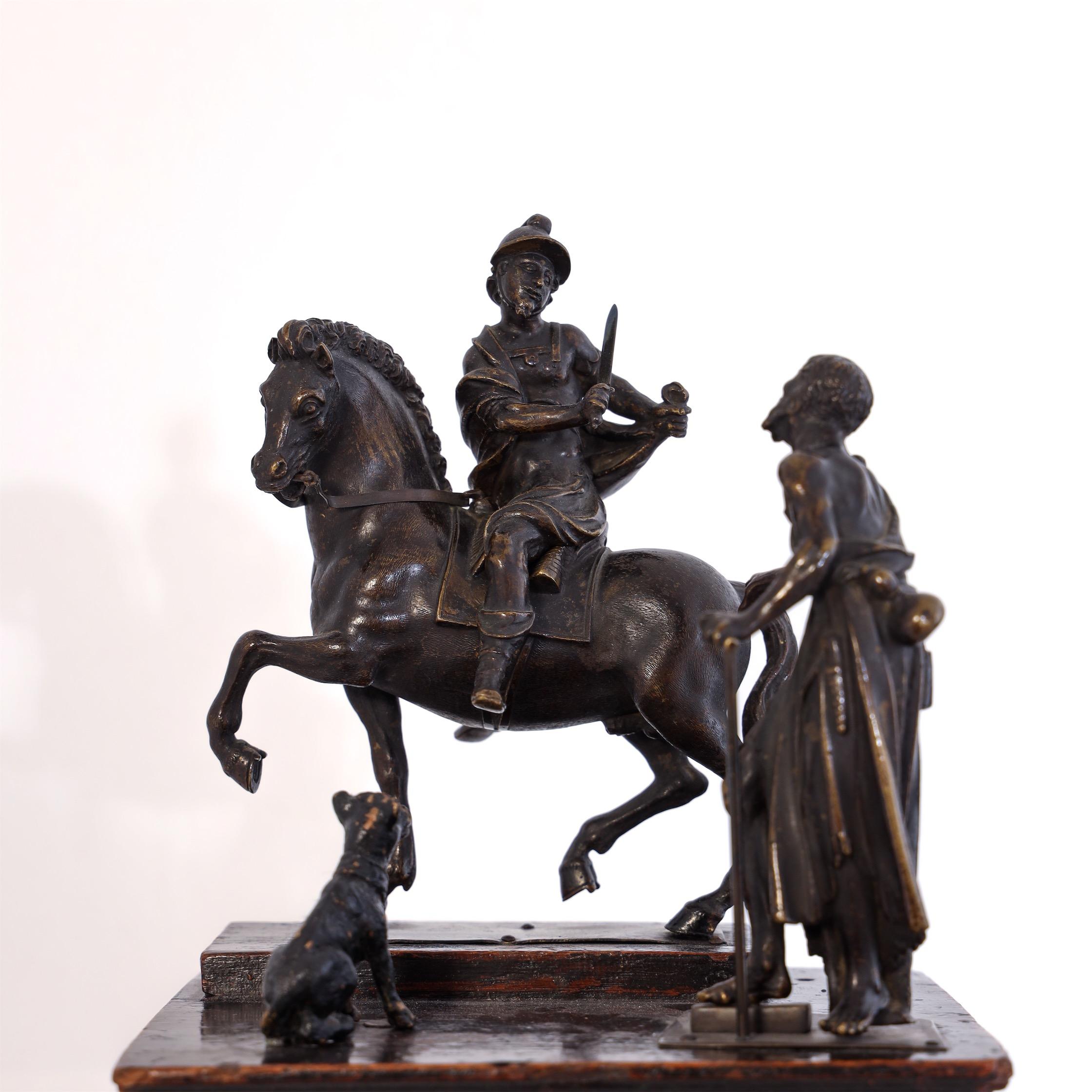 Bronze Group of St. Martin with Beggar and Dog, Northern Italy, 17th Century In Good Condition In Greding, DE