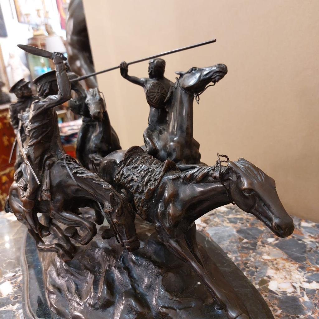 American Craftsman Bronze Group Sculpture titled 'Old Dragoons' after Frederic Remington  For Sale