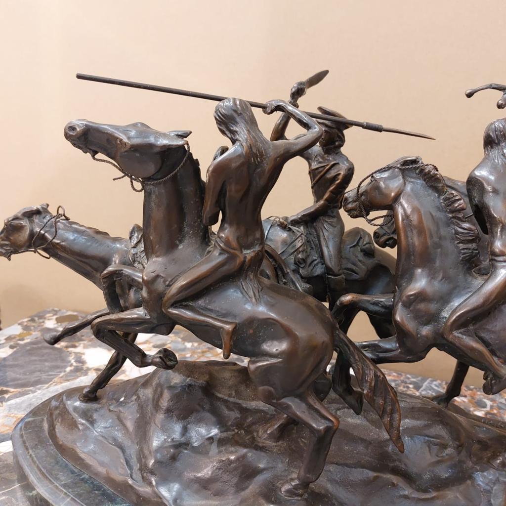 Bronzegruppe-Skulptur aus Bronze mit dem Titel „Old Dragoons“ nach Frederic Remington  (amerikanisch) im Angebot