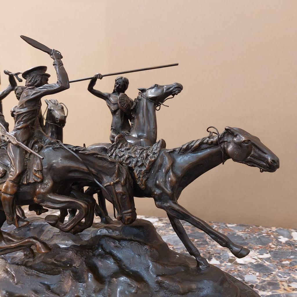 Bronze Group Sculpture titled 'Old Dragoons' after Frederic Remington  In Good Condition For Sale In NICE, FR