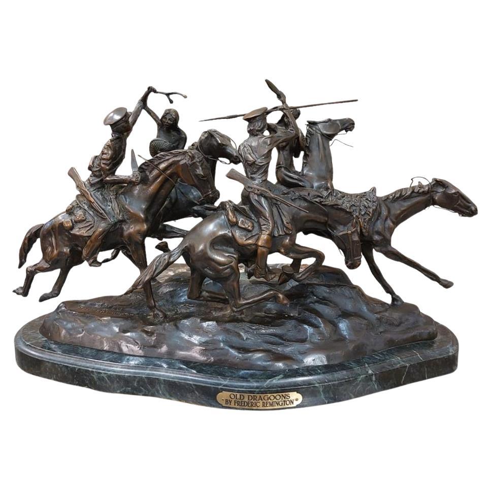 Bronzegruppe-Skulptur aus Bronze mit dem Titel „Old Dragoons“ nach Frederic Remington 