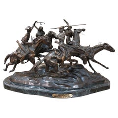 Vintage Bronze Group Sculpture titled 'Old Dragoons' after Frederic Remington 