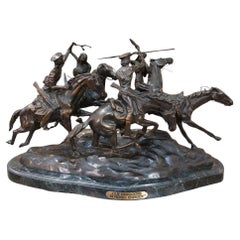Bronze Group Sculpture titled 'Old Dragoons' after Frederic Remington