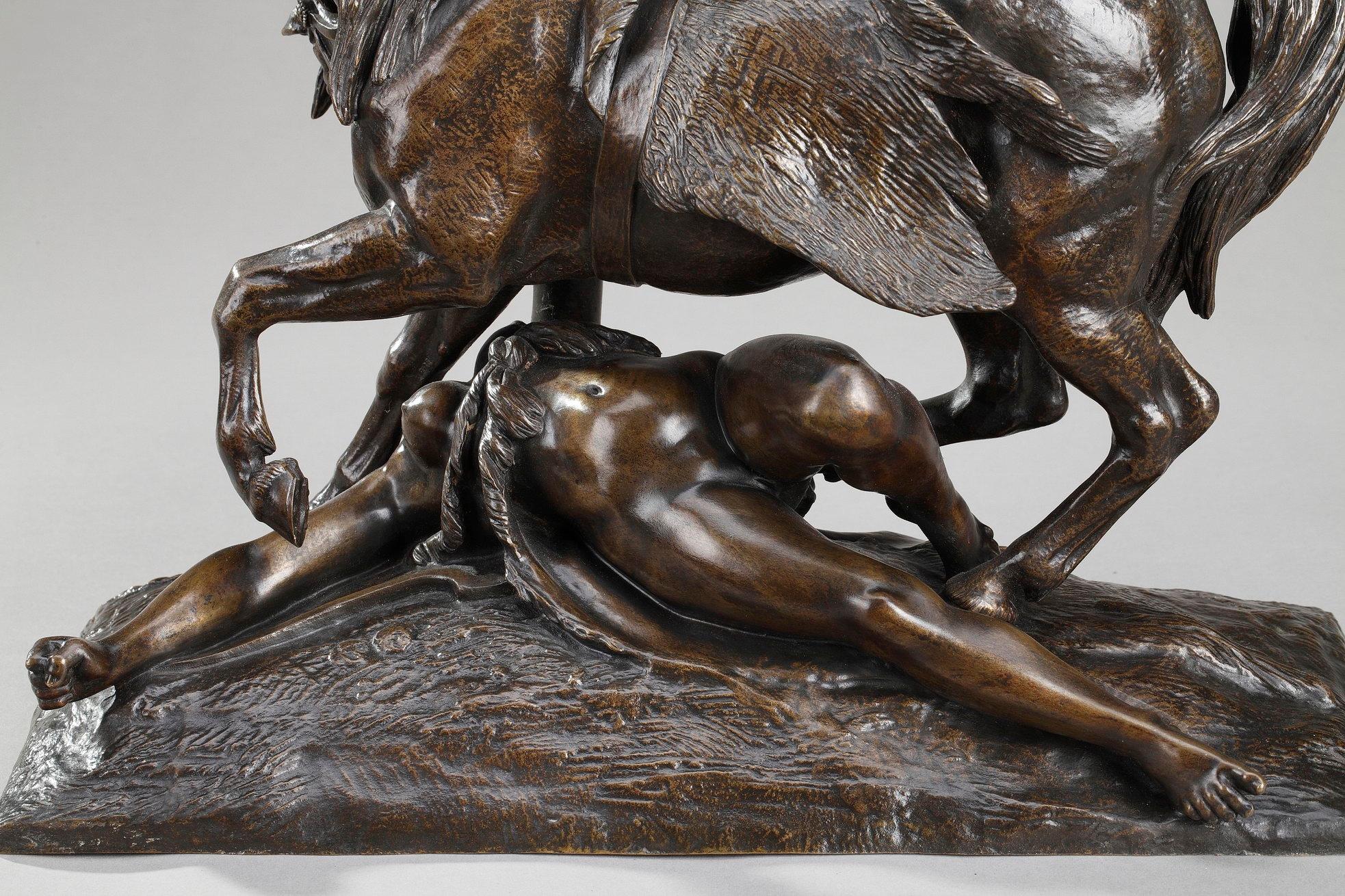 Groupe de bronze:: Amazone blessée de Théodore Gechter 3