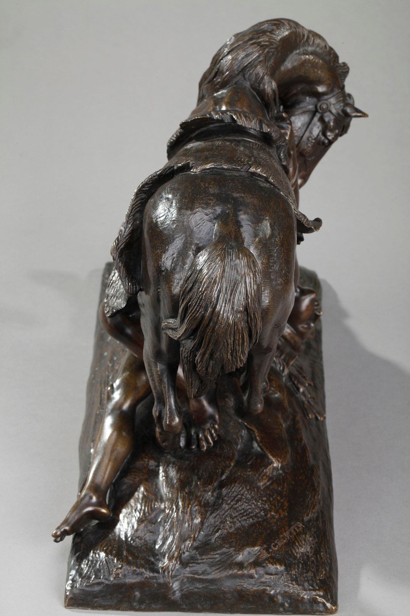 Groupe de bronze:: Amazone blessée de Théodore Gechter 6