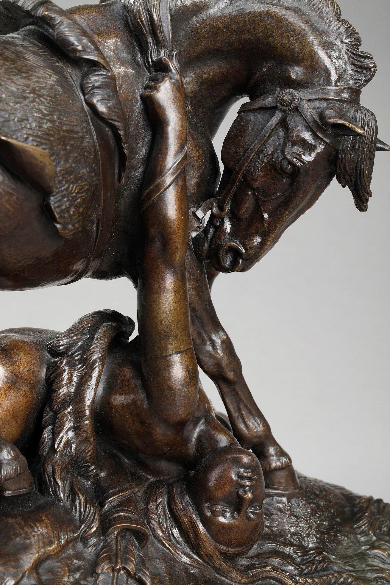 Groupe de bronze:: Amazone blessée de Théodore Gechter 7
