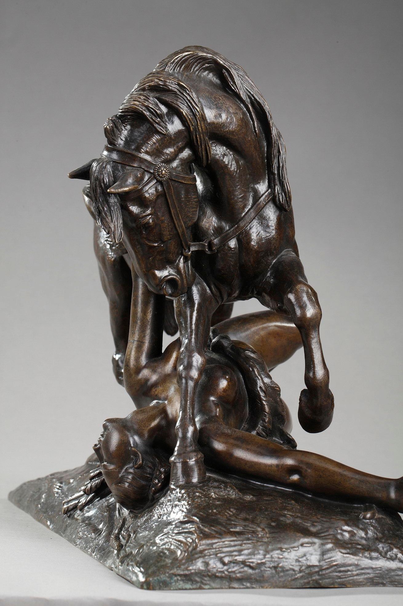 Groupe de bronze:: Amazone blessée de Théodore Gechter Bon état à Paris, FR