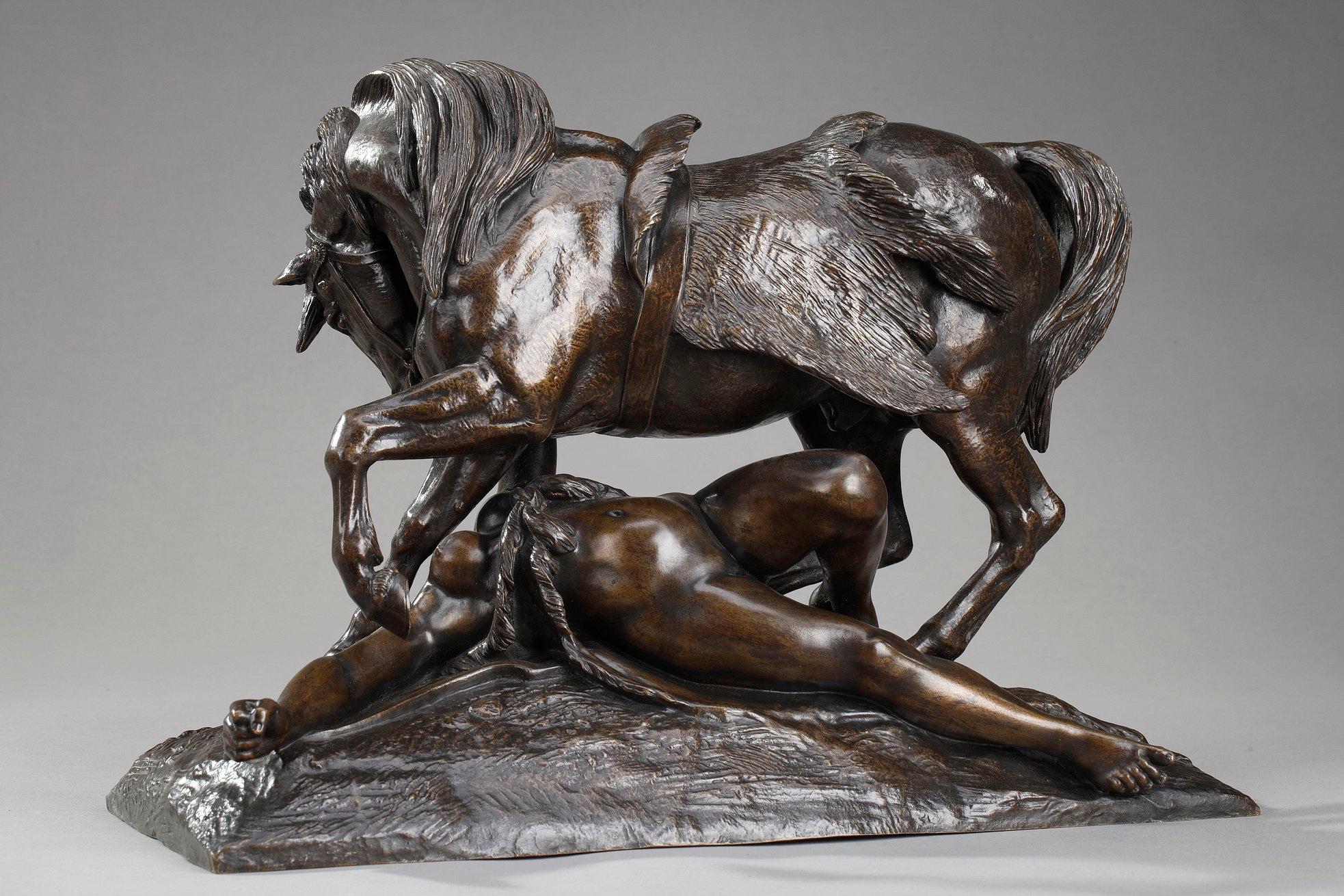 Groupe de bronze:: Amazone blessée de Théodore Gechter 1