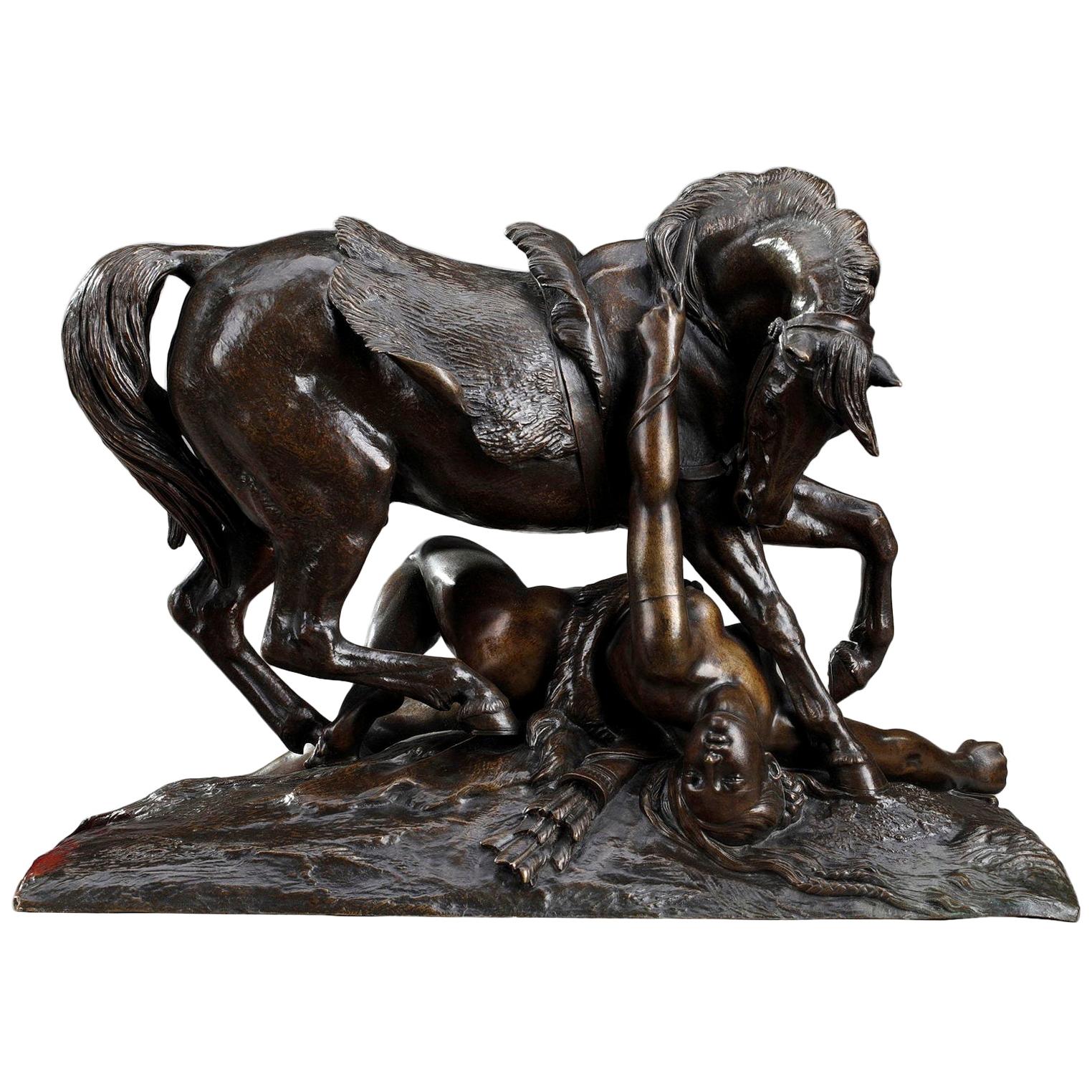 Bronze Group, Wounded Amazon by Théodore Gechter at 1stDibs
