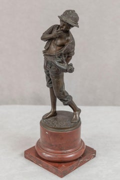 Bronze Group, Young Boy and His Trained Pet Monkey, German, Dated, 1894