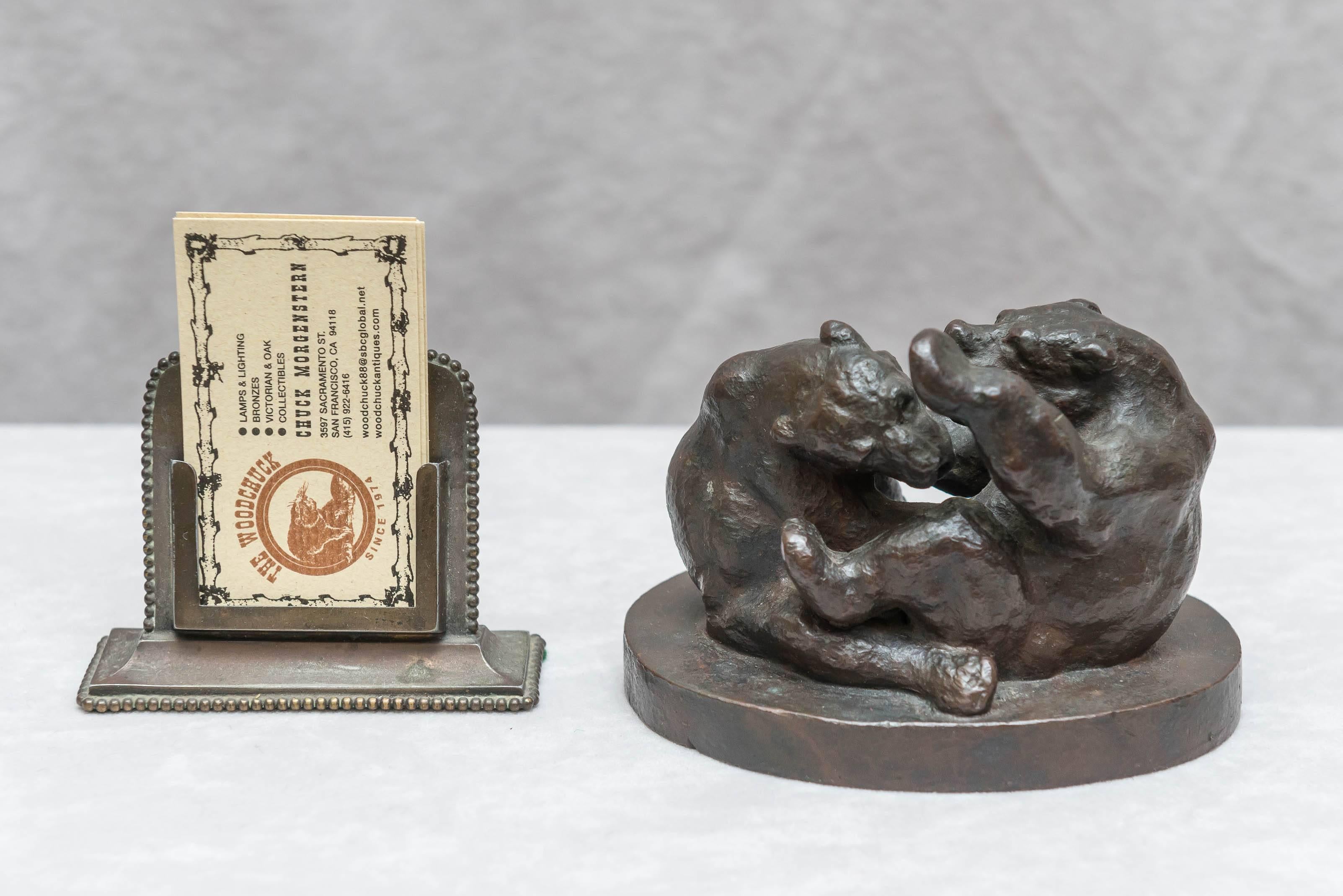 We love bears, and so we could not resist buying these. While unsigned, the bronze does have a monogram that we unfortunately could not decipher. We know this is antique from our over 40 years of selling bronzes, and we believe it is Austrian.