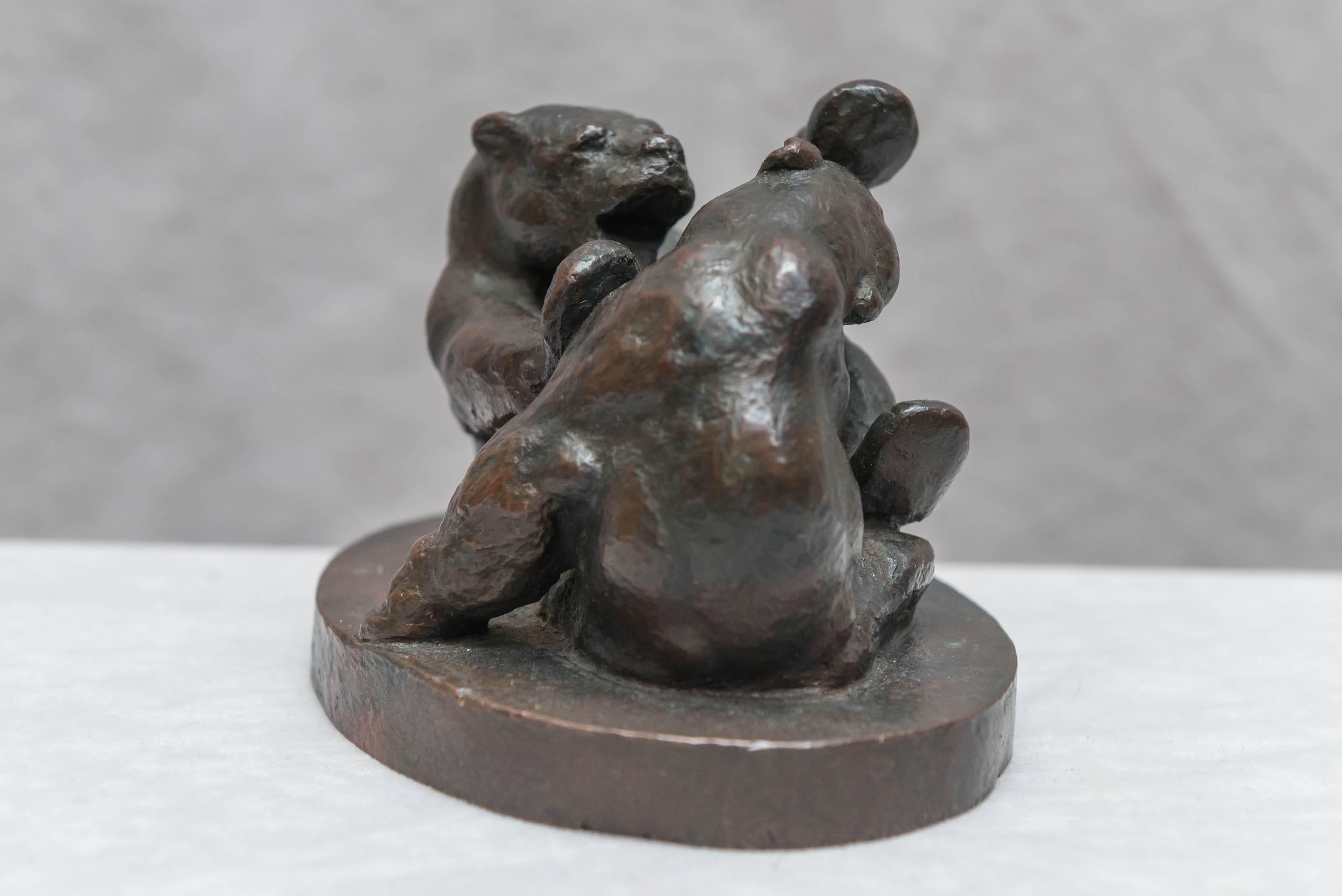 Bronze Grouping of Two Bears Playing In Excellent Condition In Petaluma, CA