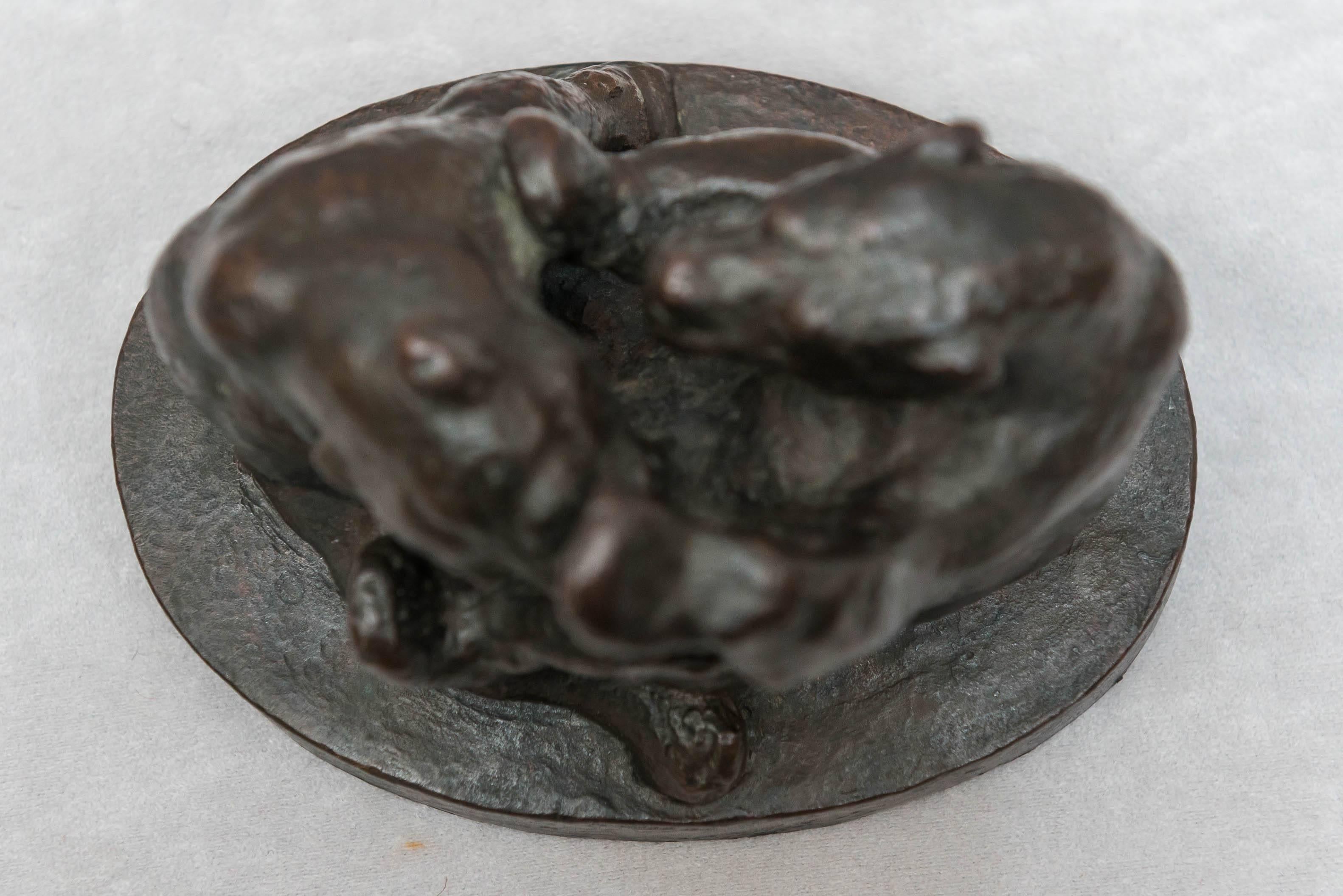 Early 20th Century Bronze Grouping of Two Bears Playing
