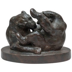 Bronze Grouping of Two Bears Playing